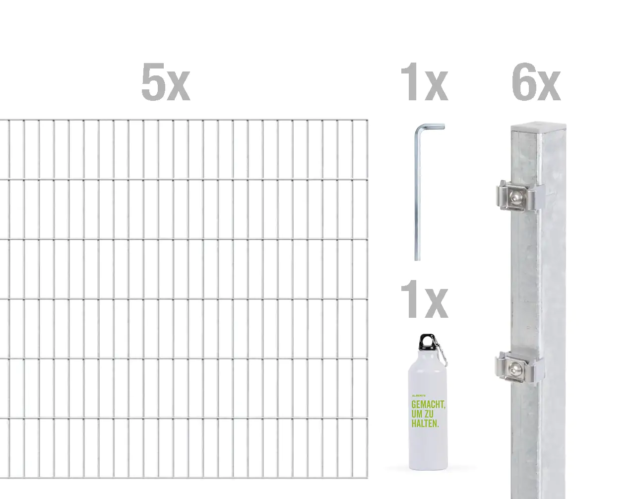 Alberts Komplettset Doppelstabmatten 10 m 120 cm 6/5/6 feuerverzinkt Alberts Komplettset Doppelstabmatten 10 m 120 cm 6/5/6 feuerverzinkt
