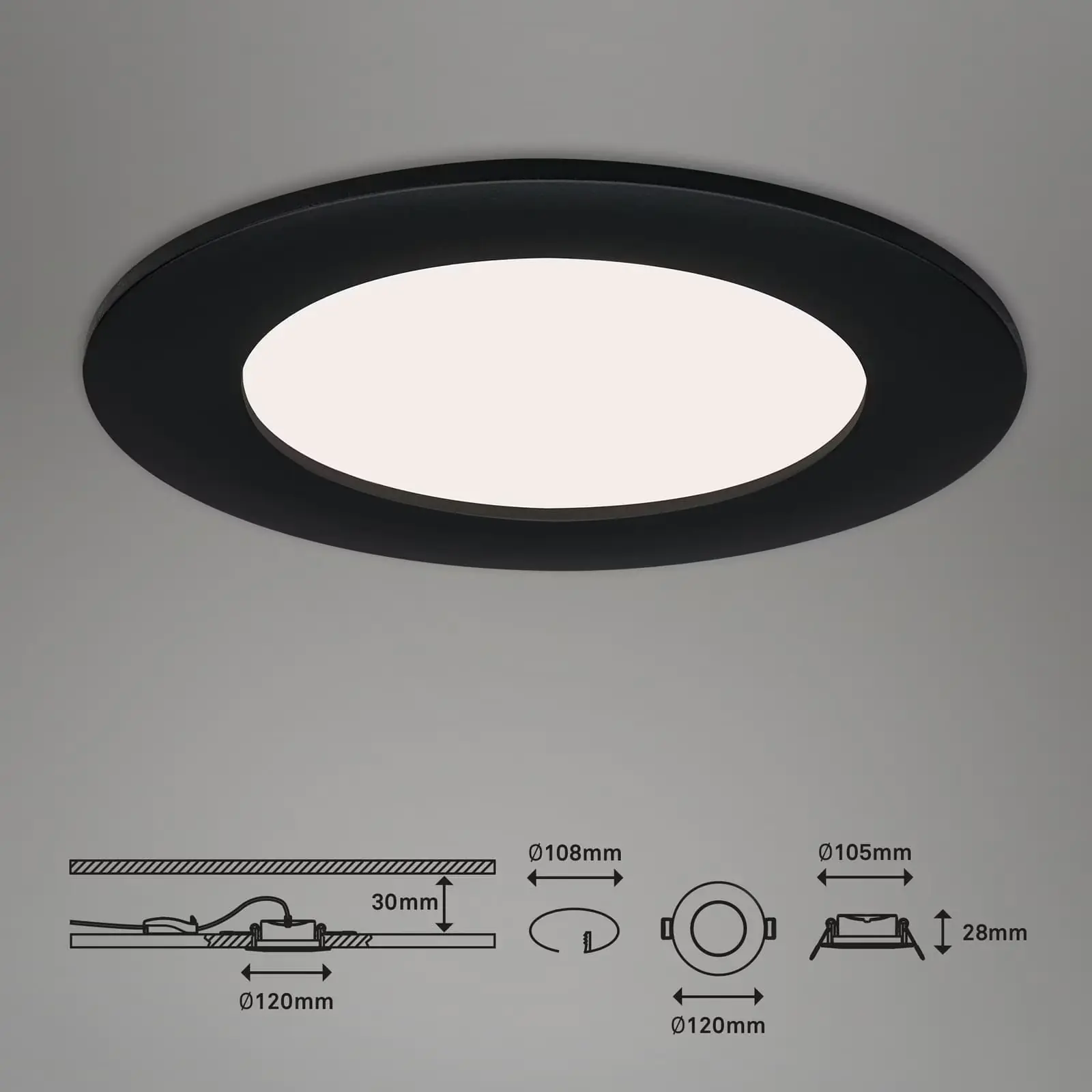 Di-Ka LED Einbauleuchte Flat-In 3er Set schwarz-matt Ø 12 cm 7 W Di-Ka LED Einbauleuchte Flat-In 3er Set schwarz-matt Ø 12 cm 7 W