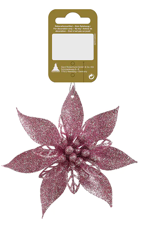 Weihnachtsanhänger Poinsettia-Blüte rosa 12 cm Weihnachtsanhänger Poinsettia-Blüte rosa 12 cm