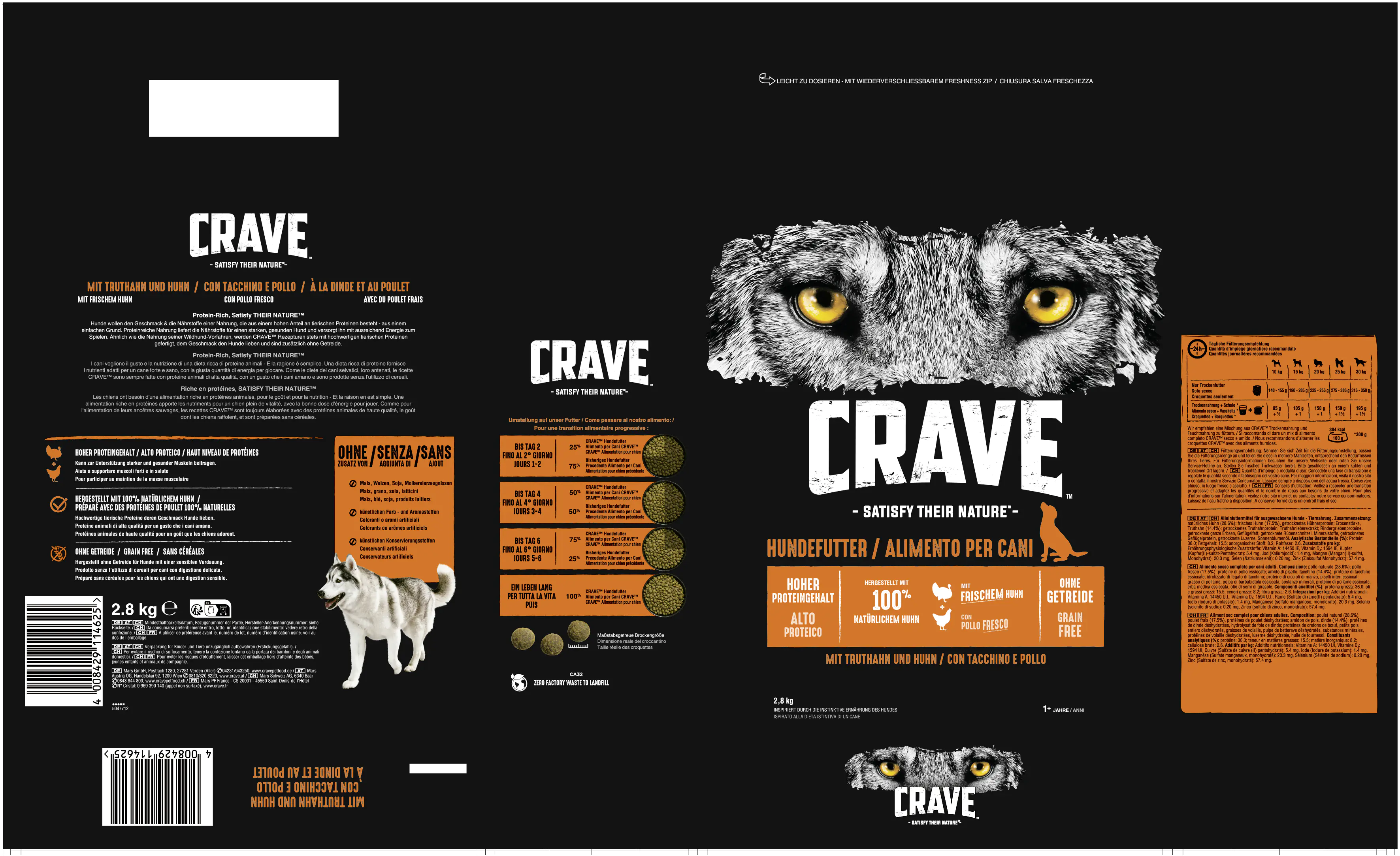 Crave Adult mit Truthahn und Huhn Hundefutter 2,8 kg