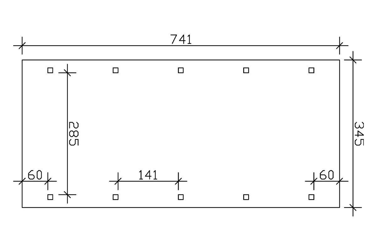 SKAN HOLZ Carport Spreewald 345 x 741 cm mit Aluminiumdach