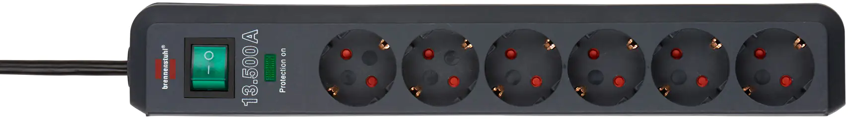 Brennenstuhl Steckdosenleiste 6-fach 1,5 m Überspannungsschutz 13.500 A, mit Schalter, Eco-Line