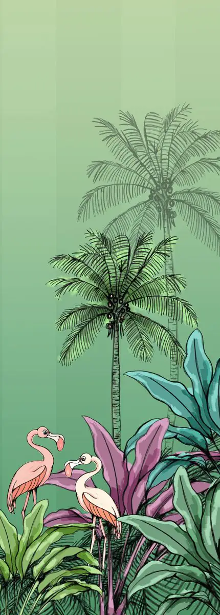 4055065510144 Komar Vlies Fototapete Jungle Flamingo 100 x 280 cm