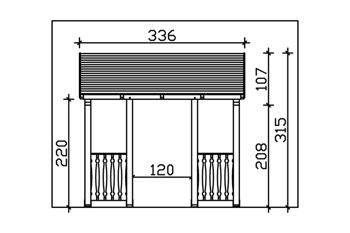 SKAN HOLZ Vordach Paderborn Typ 8 336 x 202 cm, natur