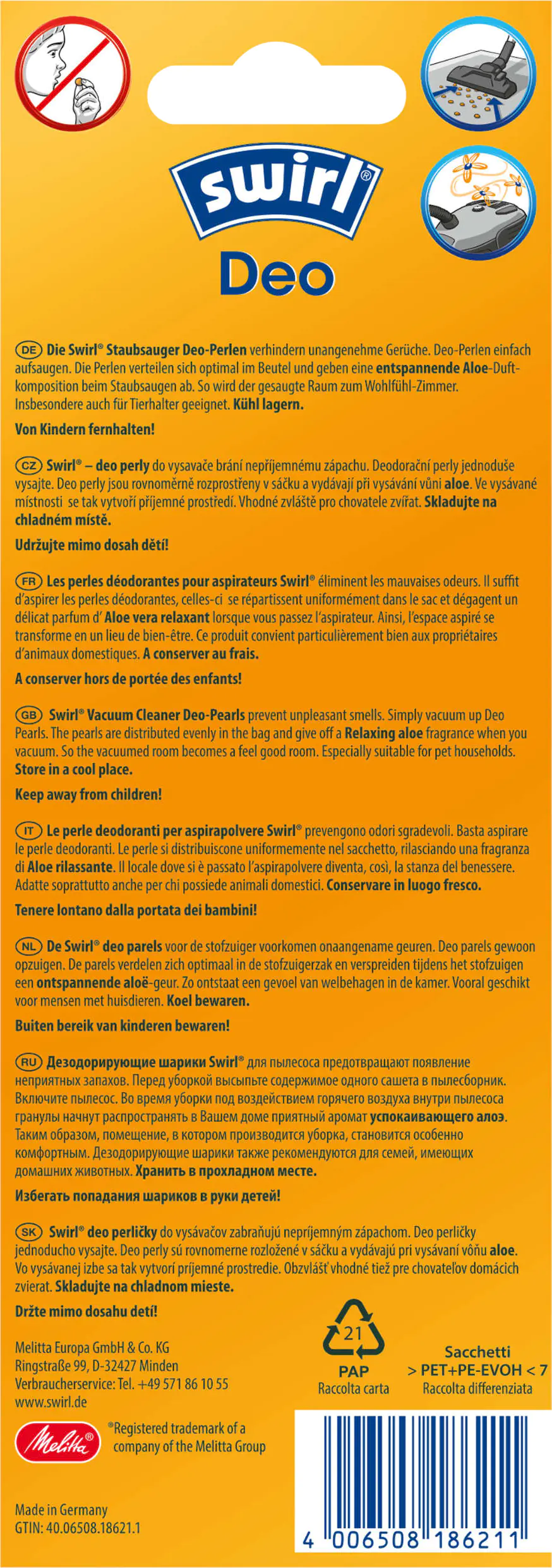 Swirl Deo Perlen für Staubsauger Entspannende Aloe 4 Portionen