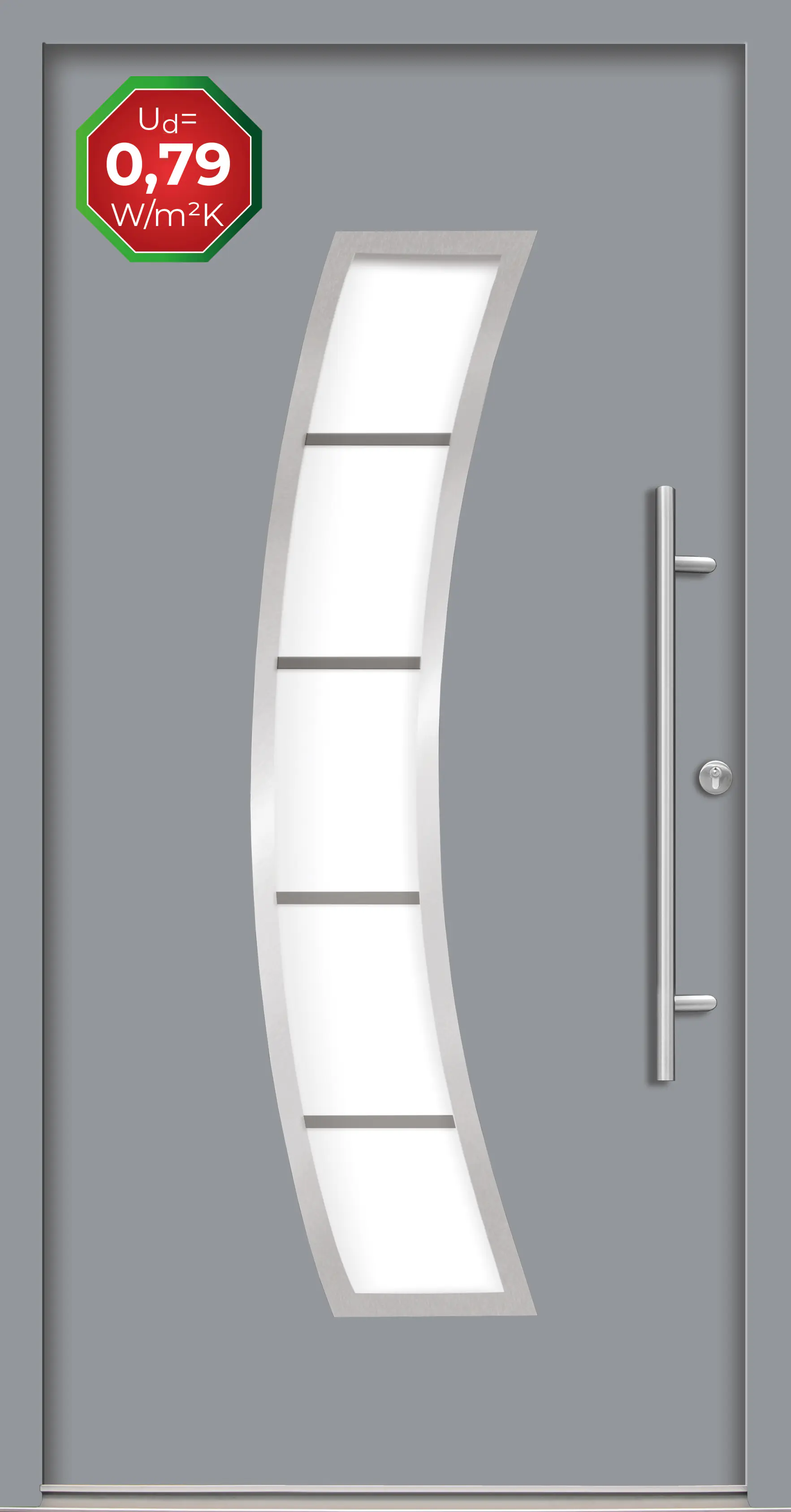 Splendoor Haustür Passivedoor Premium P14 Grau DIN Rechts 110 x 210 cm