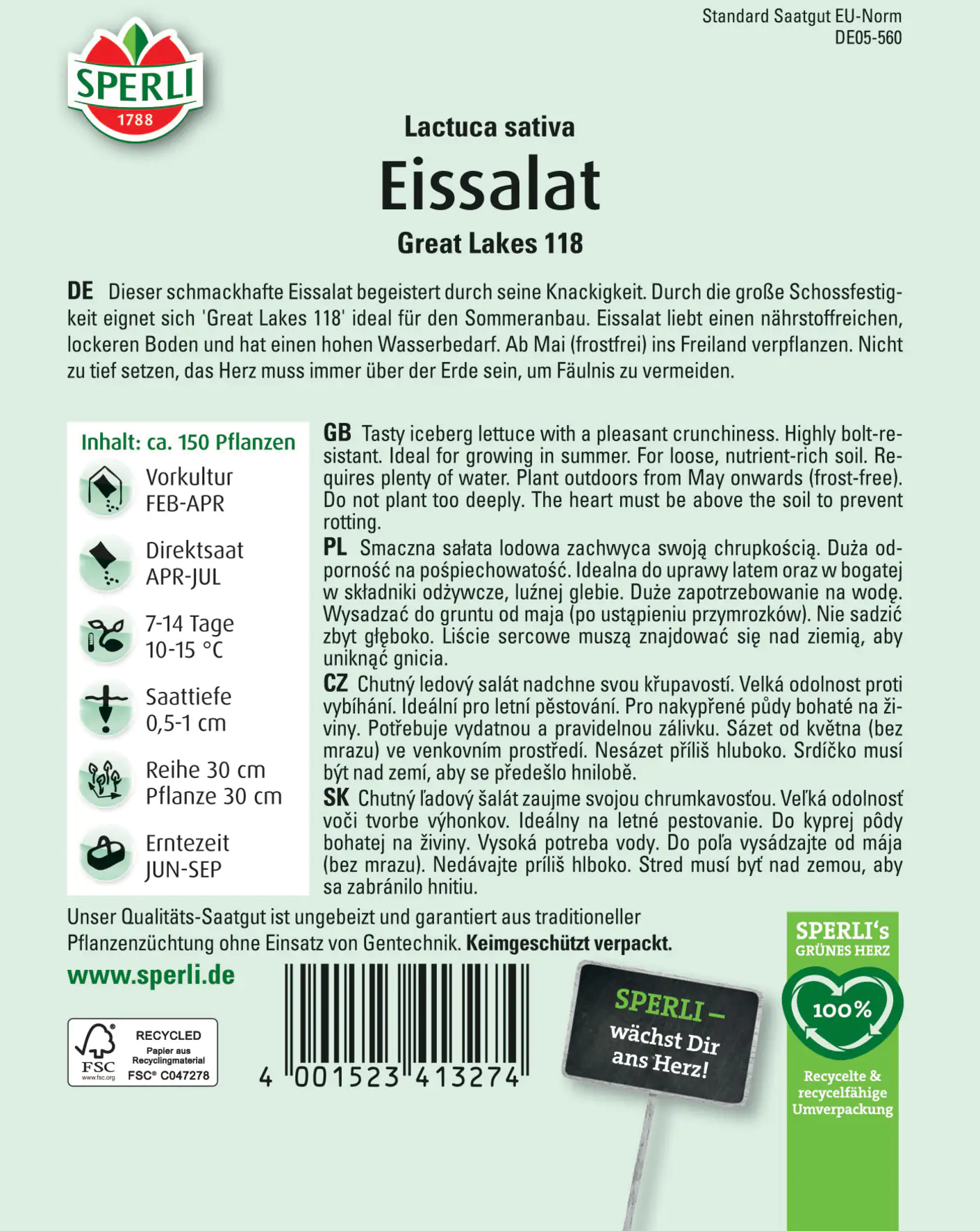 Sperli Eissalat Great Lakes 118