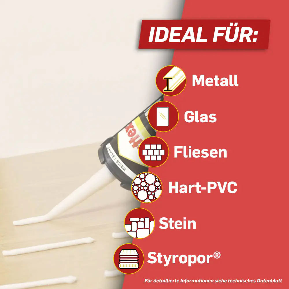 Pattex Montagekleber Kleben statt Bohren High Tack 440 g Kartusche, weiß Pattex Montagekleber Kleben statt Bohren High Tack 440 g Kartusche, weiß