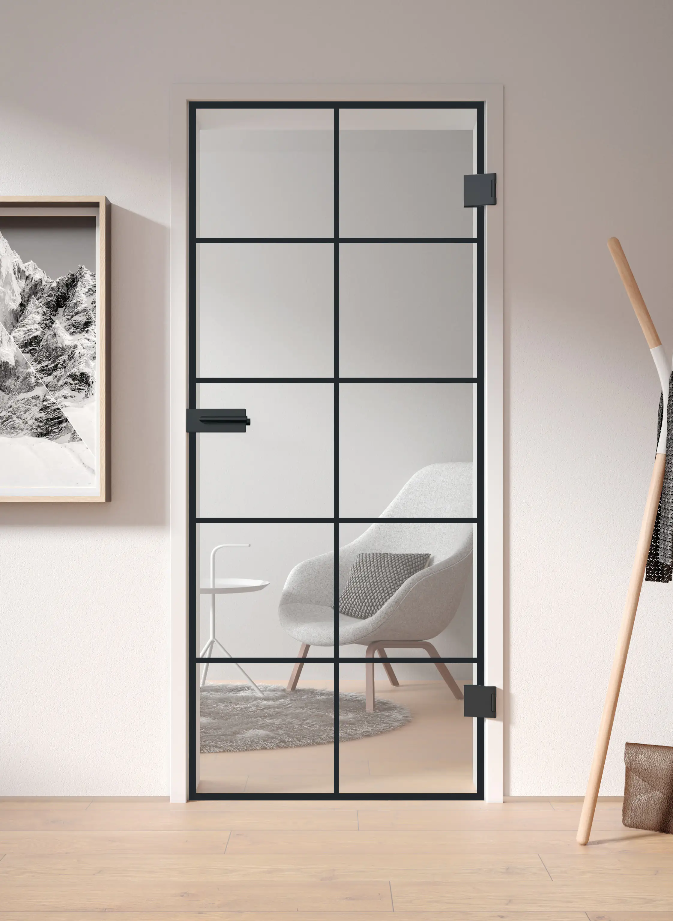 Ambiente Glas-Drehtür Black Loft Klarglas DIN rechts, Dekor S 76/20 ESG