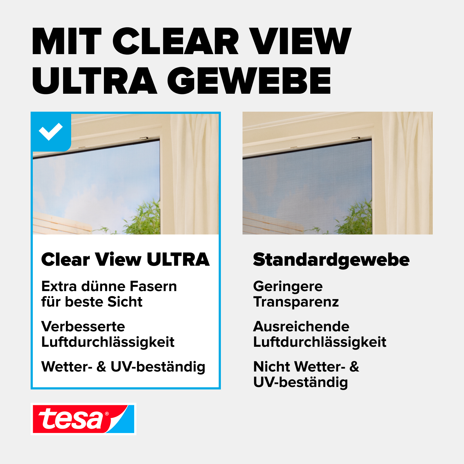 tesa Fliegenschutz-Fenster FALT 80 x 80 - 140 x 140 cm anthrazit/anthrazit