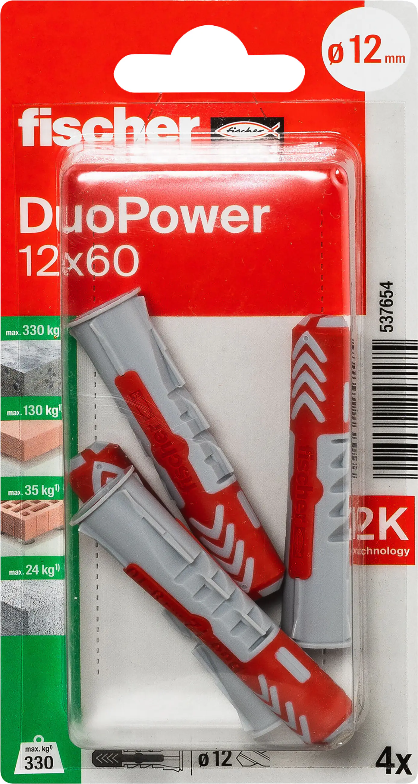 Fischer Dübel DuoPower 12 x 60 mm - 4 Stück