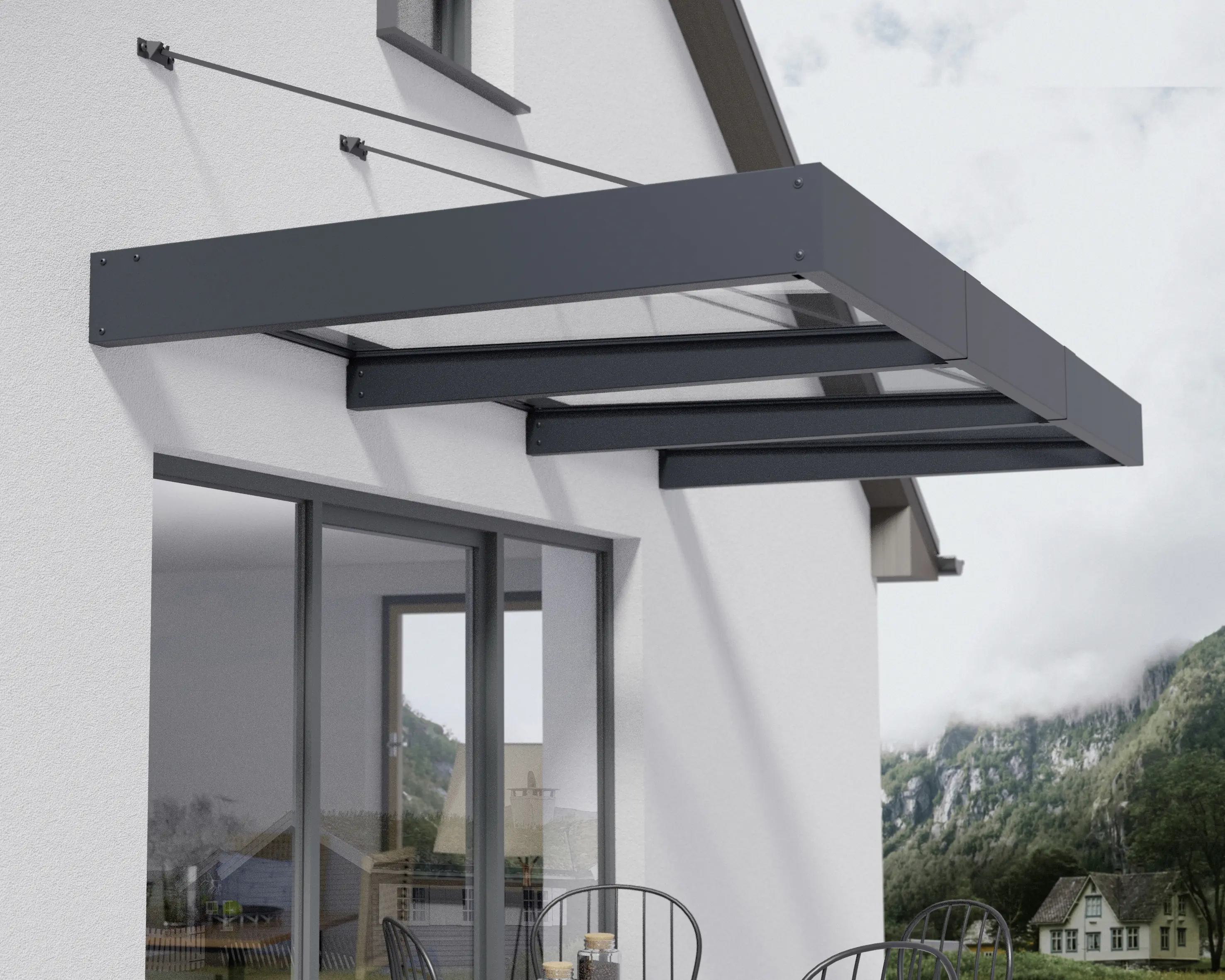 Canopia Vordach Sophia XL 3000 Grau Alu 286 x 140 cm