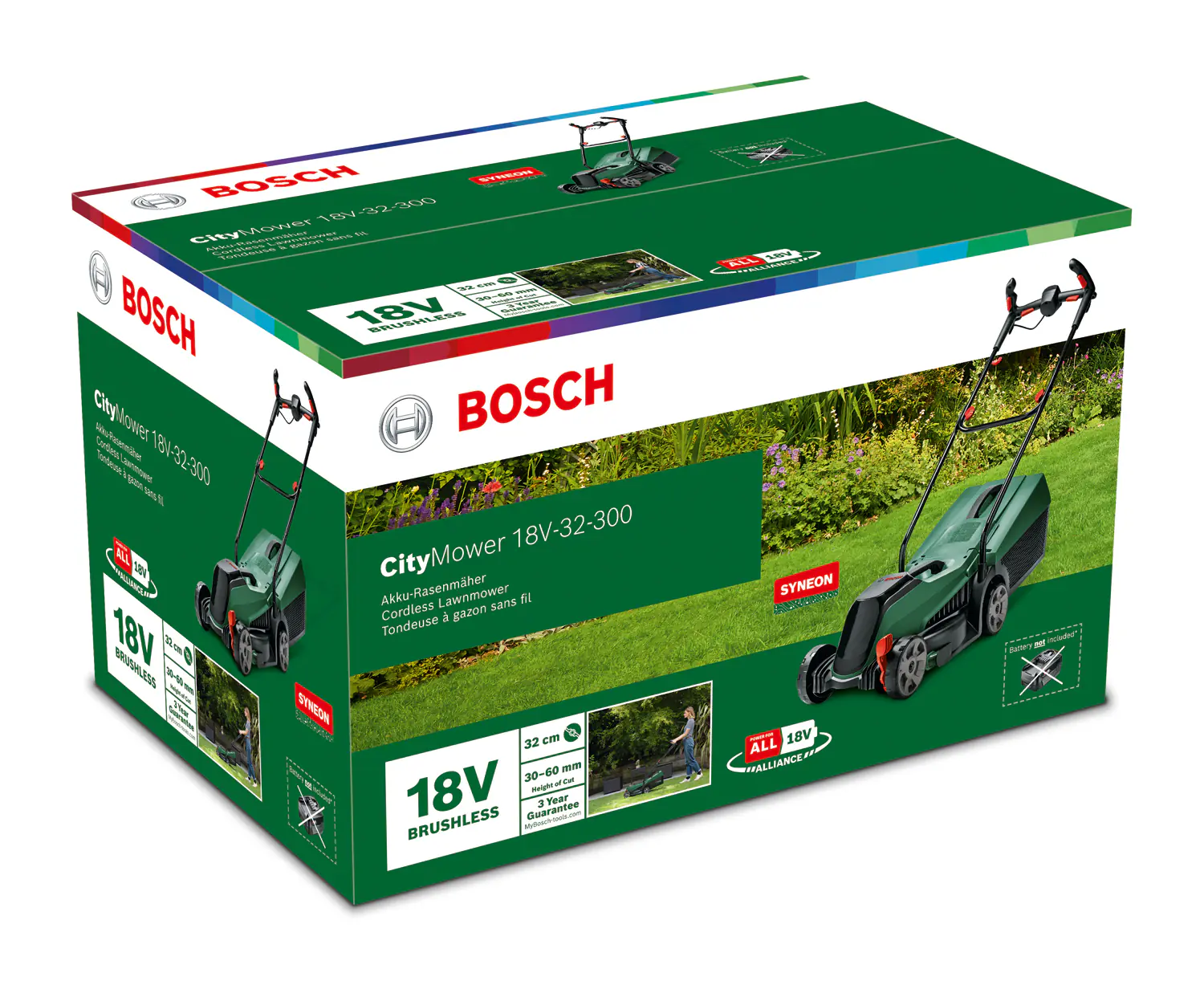 Bosch Akku-Rasenmäher CityMower 18 V 32 cm Schnittbreite inkl. Akku + Ladegerät & Ersatzmesser 32 cm