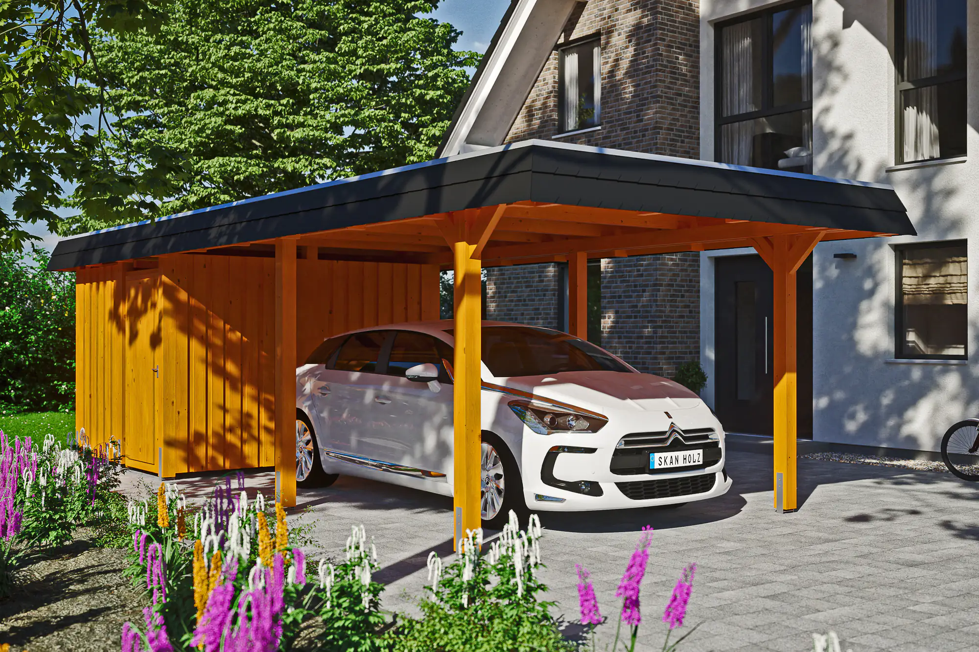 SKAN HOLZ Carport Wendland mit Abstellraum 362 x 870 cm mit Aluminiumdach  kaufen | Globus Baumarkt