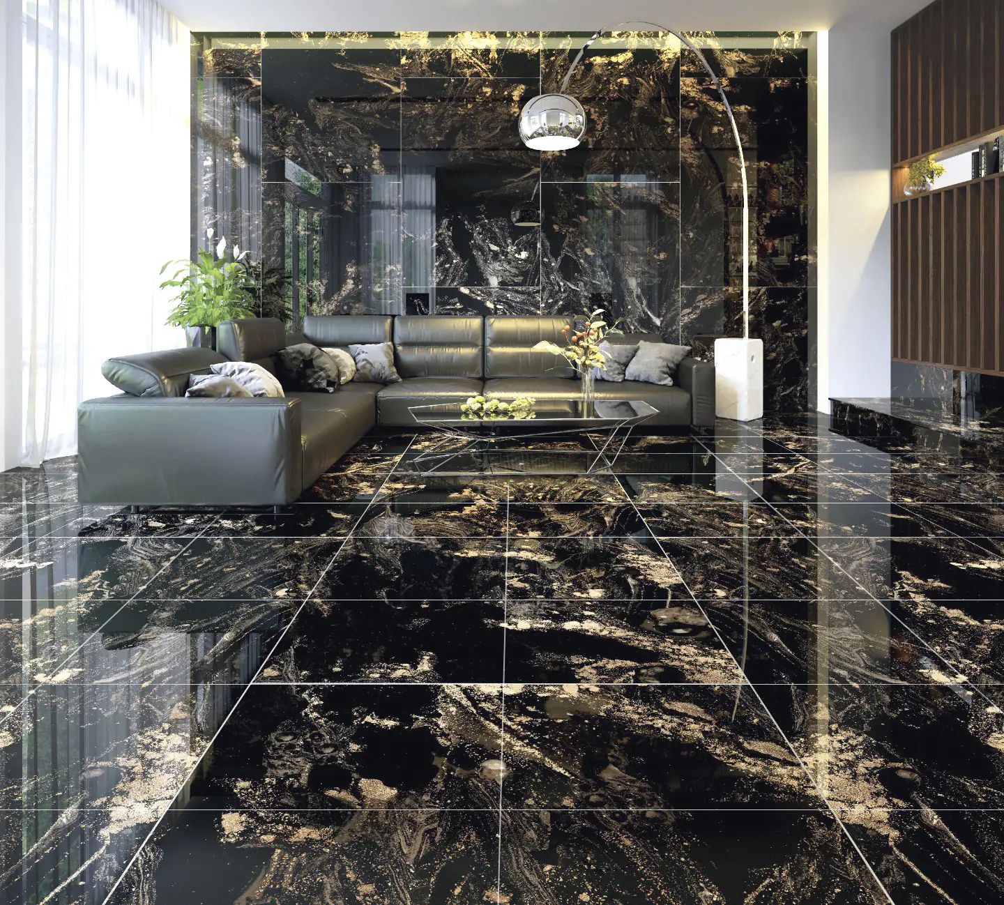 Bodenfliese Feinsteinzeug Opium 60 x 60 cm Gold poliert Bodenfliese Feinsteinzeug Opium 60 x 60 cm Gold poliert