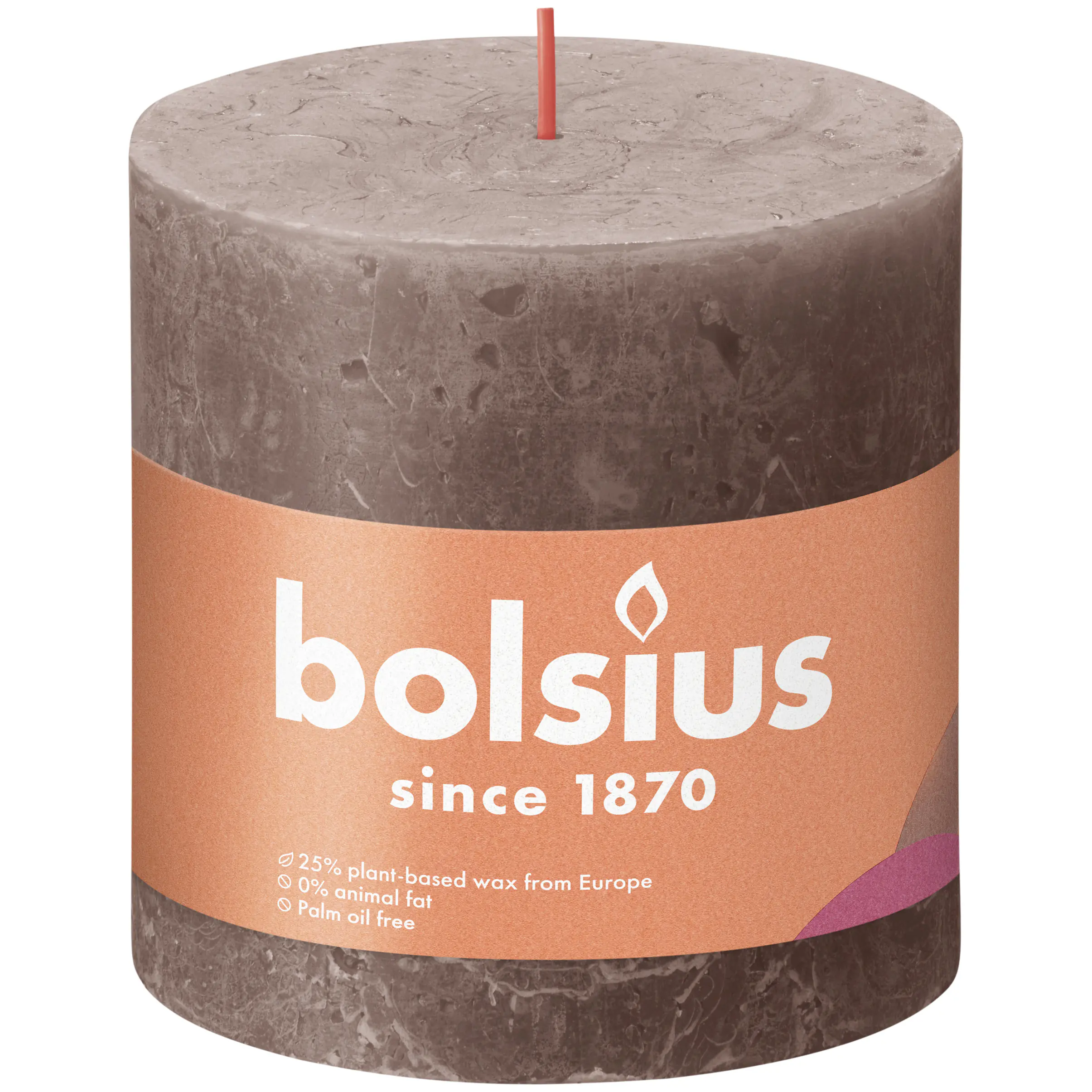 Bolsius Rustik XXL Stumpenkerze 100/100 mm Rustikales Taupe