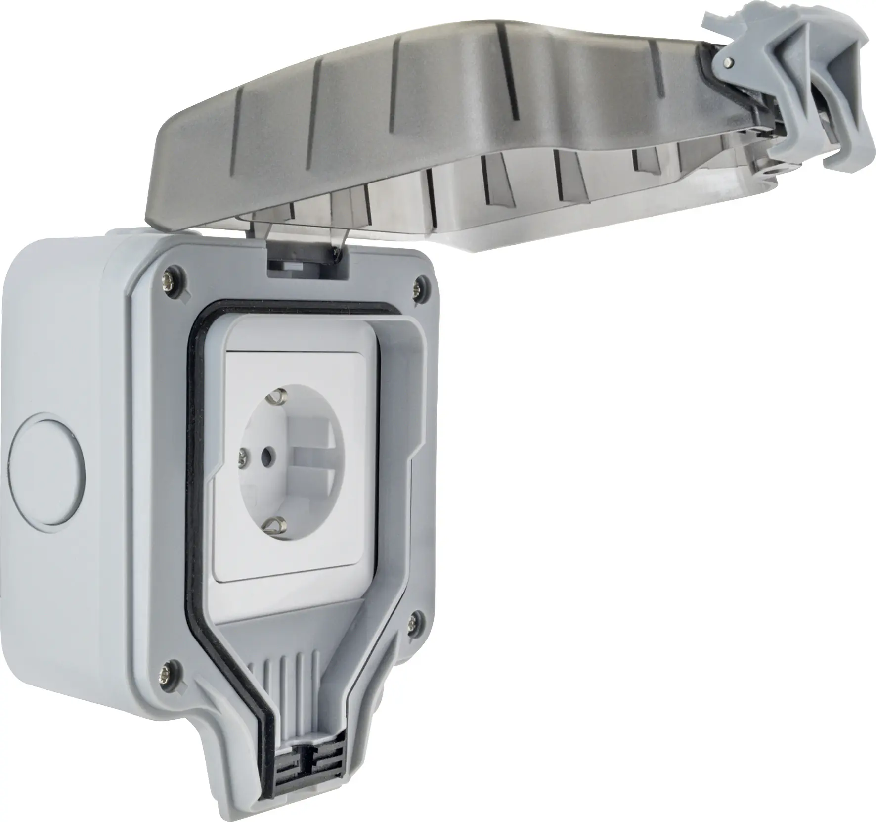 Schwaiger Aufputz Steckdose 1-fach, hellgrau