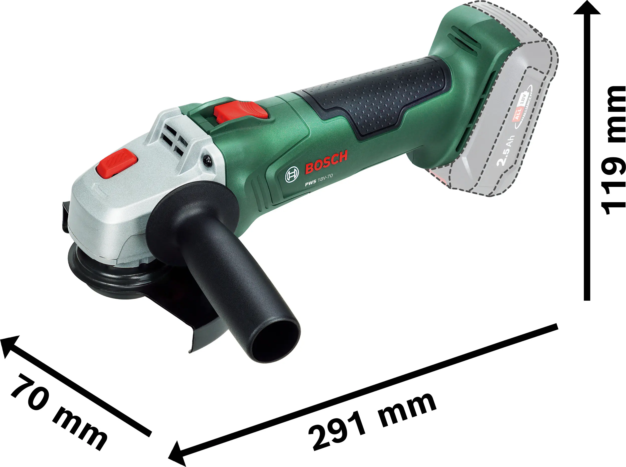 Bosch Akku-Winkelschleifer PWS 18V-70 Solo