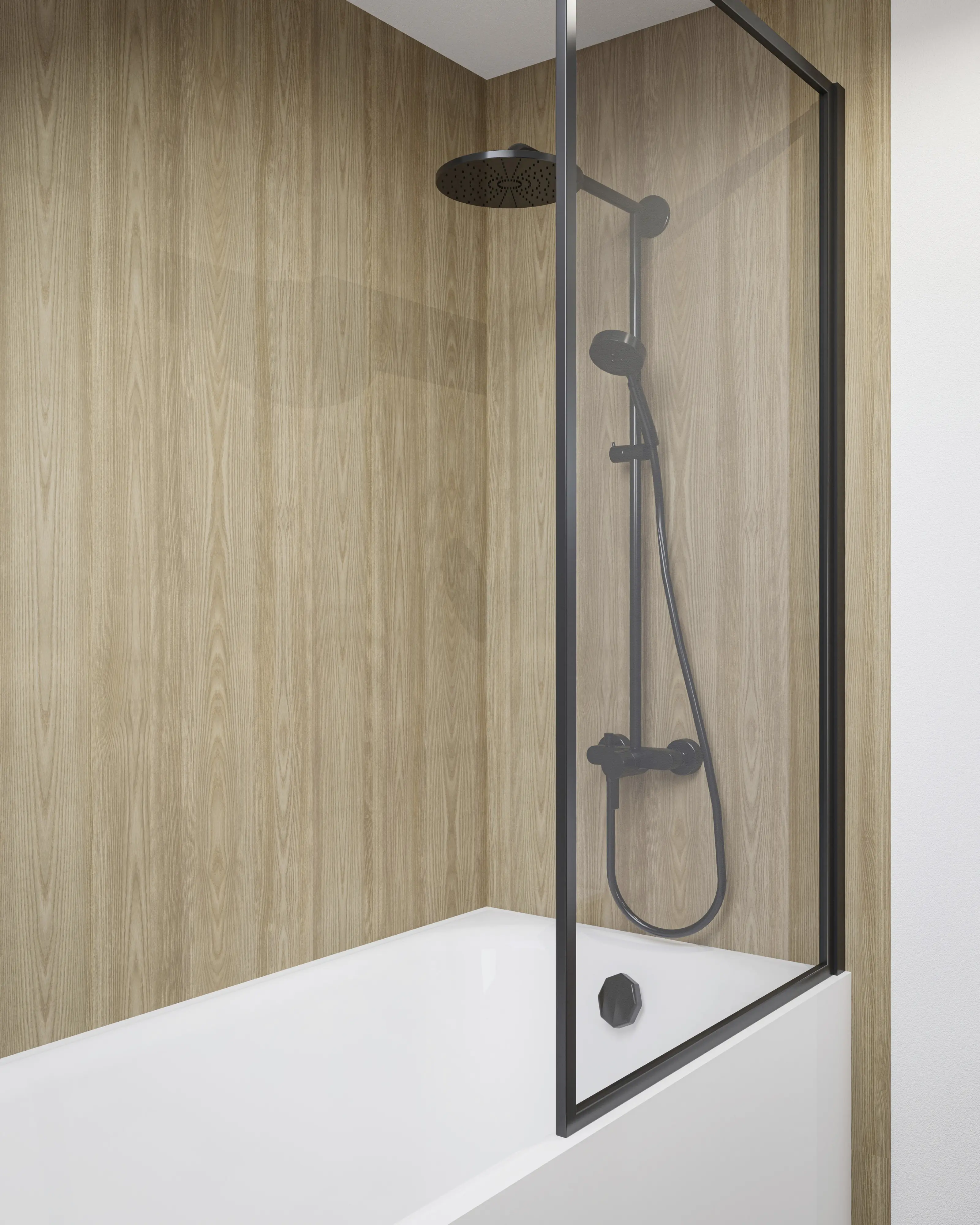Wetwall Elite Duschrückwand Natural Wood 16 x 242 cm mit abgerundeter Abschlusskante