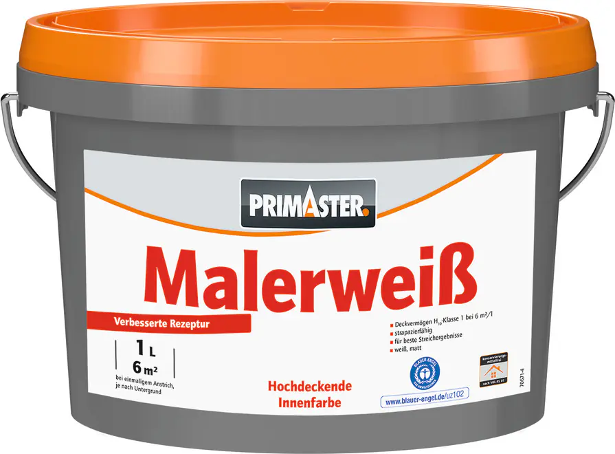 Primaster Wandfarbe Malerweiß konservierungsmittelfrei 1 L