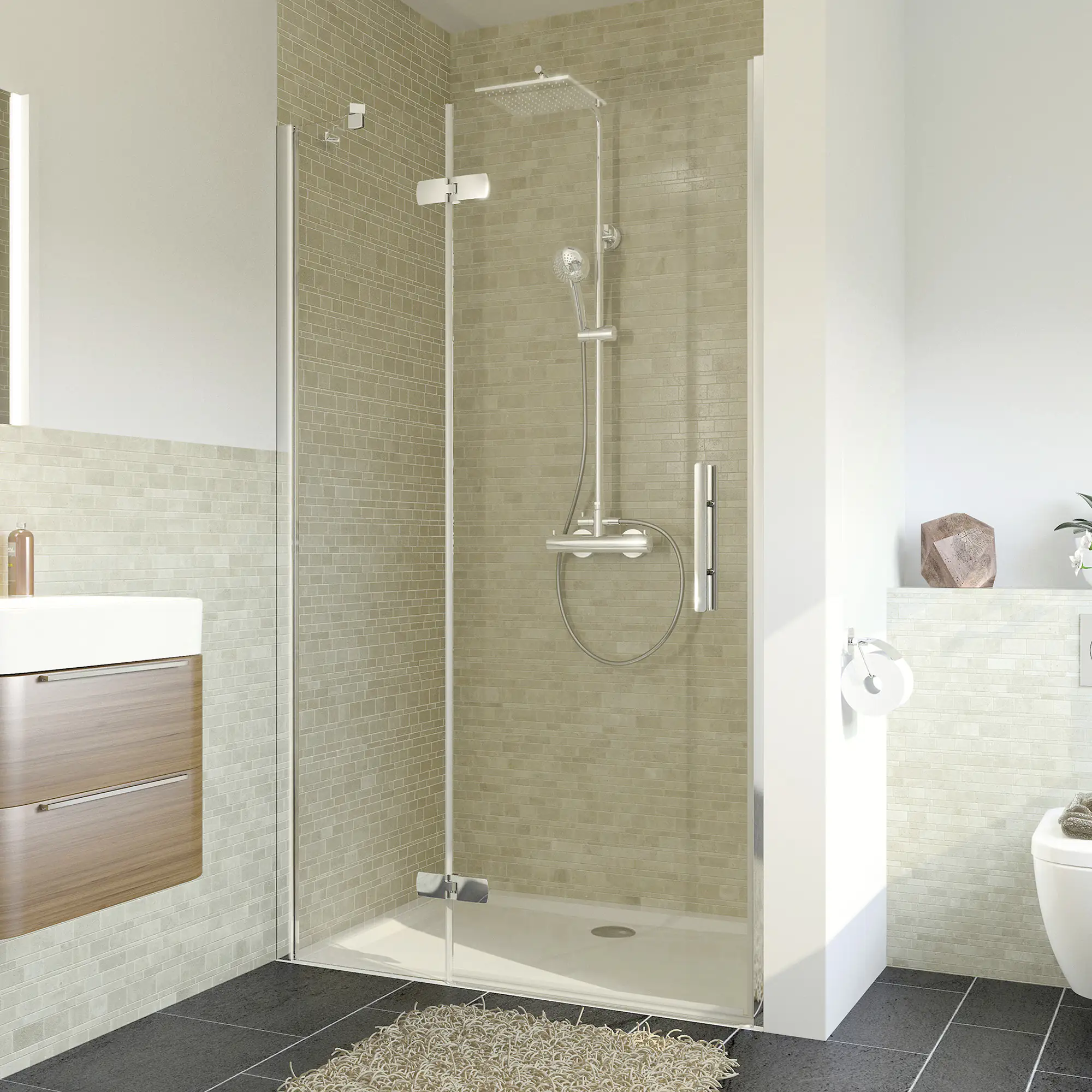 4062963338619 Breuer Avanta Drehtür + Festteil Nische 90 x 200 cm alu chrom links CER+