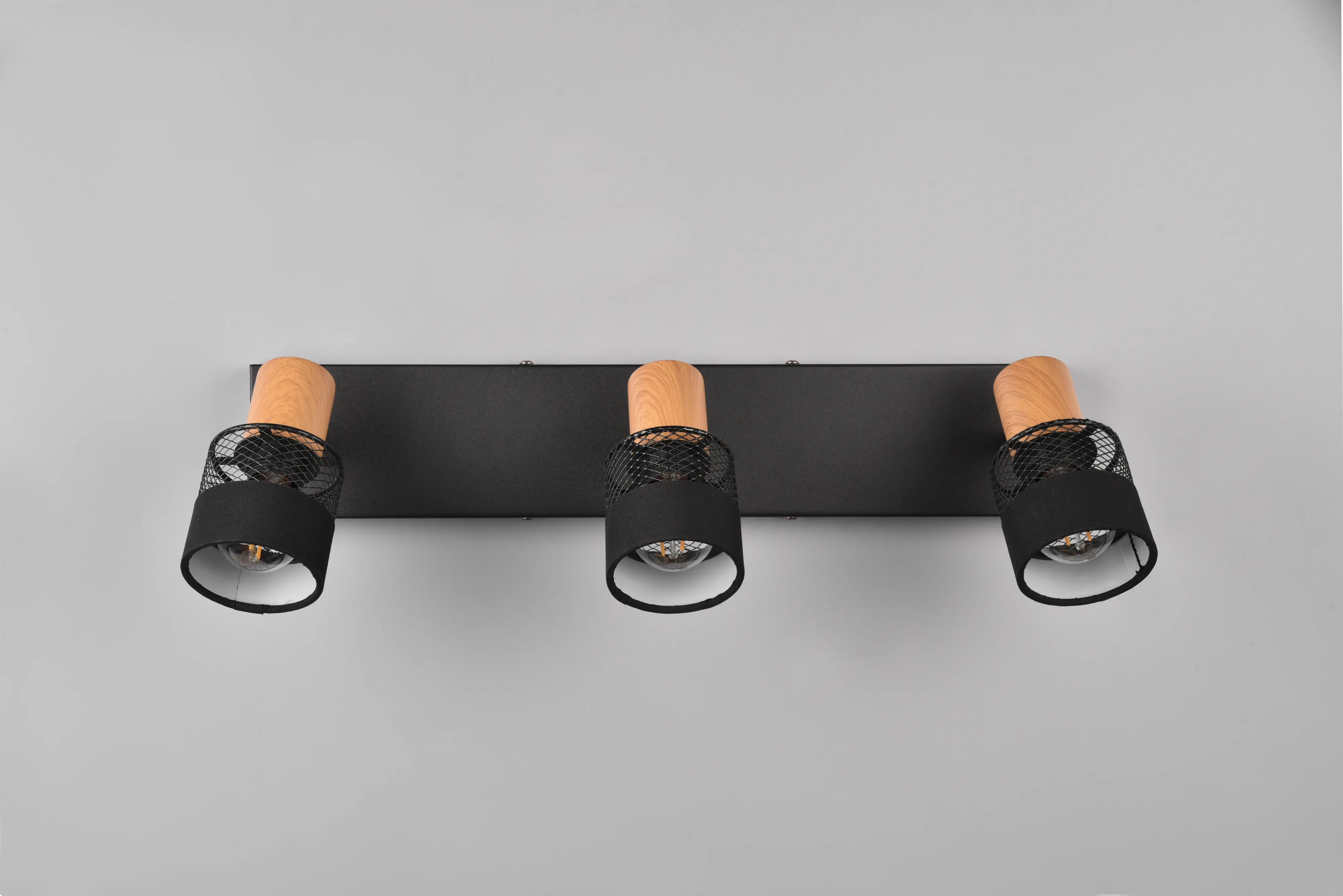 Trio Deckenstrahler 3er Spot Nandini E14 schwarz, Metall, Holz Trio Deckenstrahler 3er Spot Nandini E14 schwarz, Metall, Holz