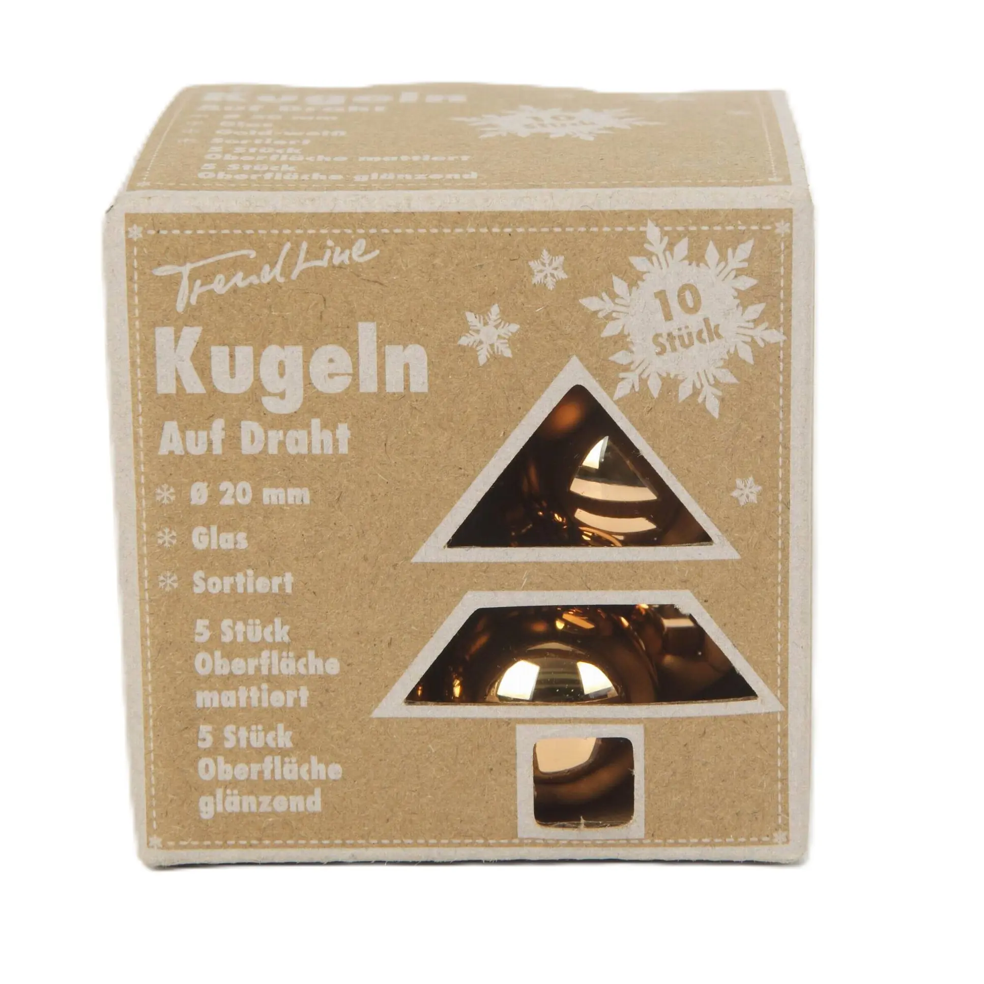 TrendLine Weihnachtskugeln aus Glas auf Draht Ø 2 cm brandy-braun 10 Stück 