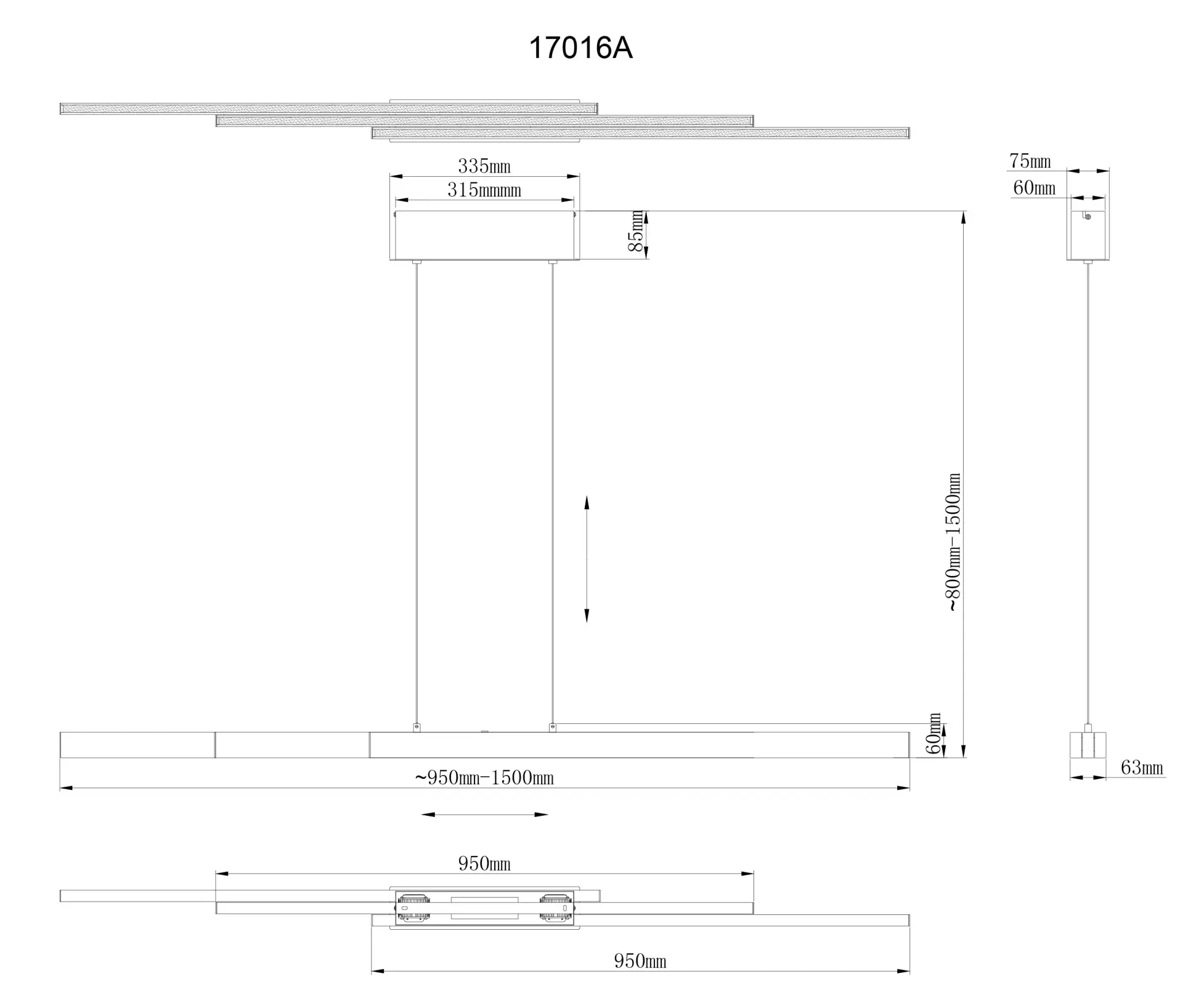 Globo Hängeleuchte Ethan 150 x 150 cm L x H silberfarben