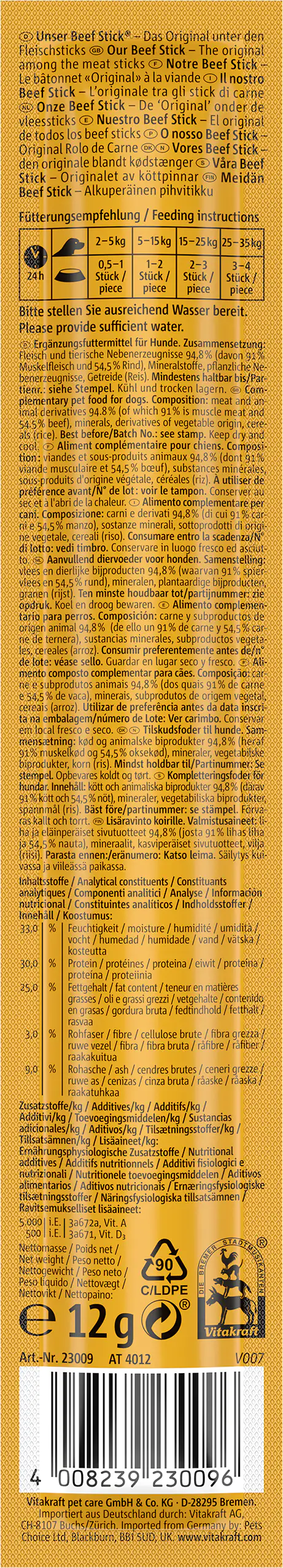 Vitakraft Beef Stick® Rind 1 Stück / 12 g Vitakraft Beef Stick® Rind 1 Stück / 12 g