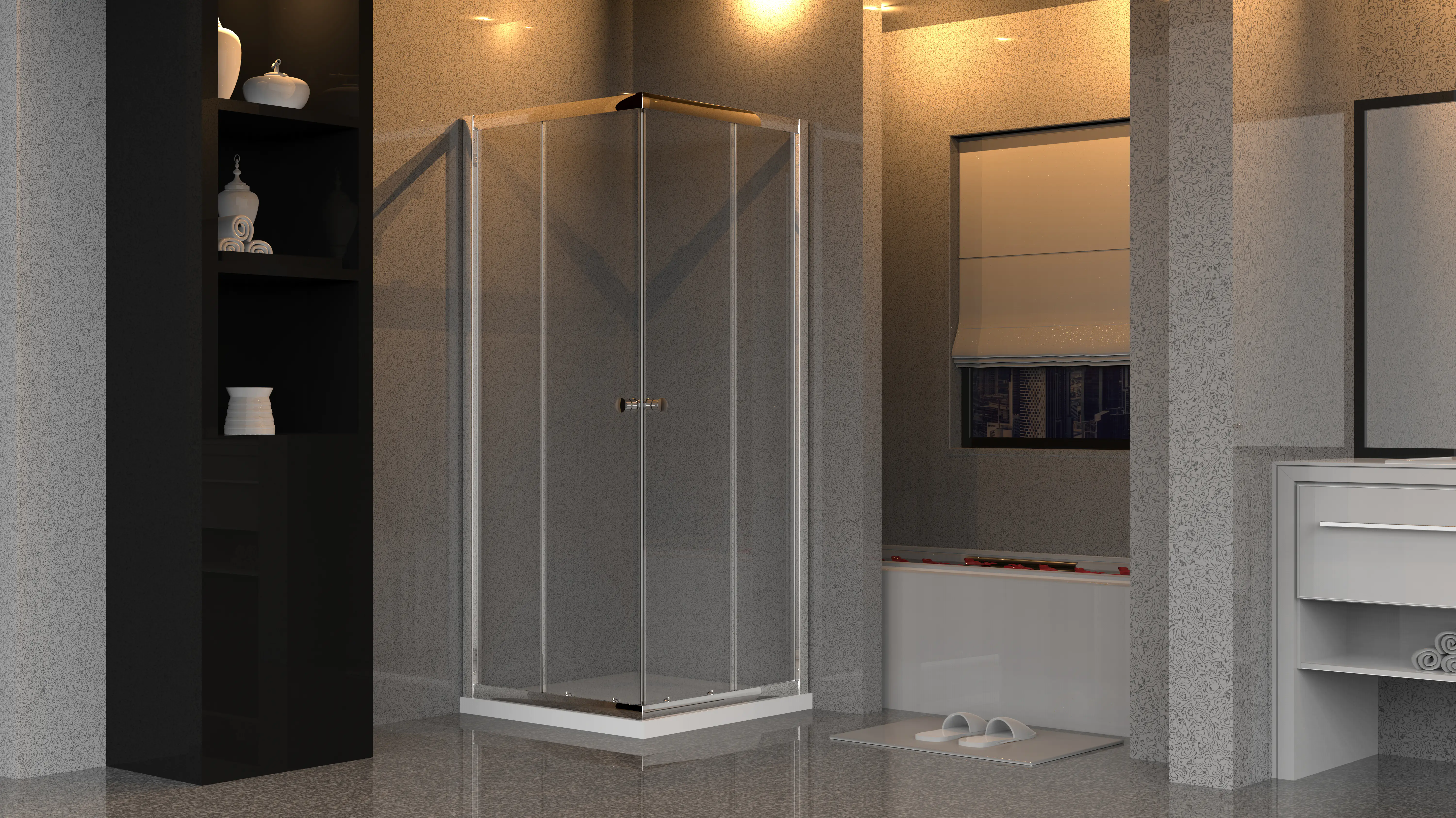 4333692807265 Primaster Eckdusche Easy-5 Schiebetür 80 x 80 cm Klarglas chrom