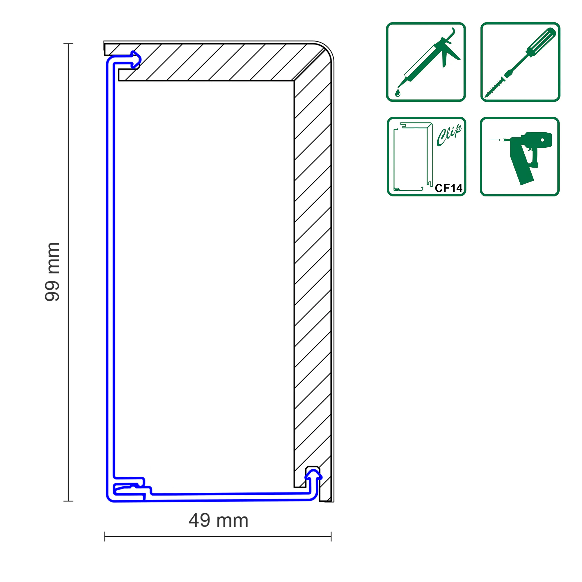 Neuhofer Rohrabdeckleiste Clik-Fix 14 27 x 9,7 x 4,6 cm schwarz