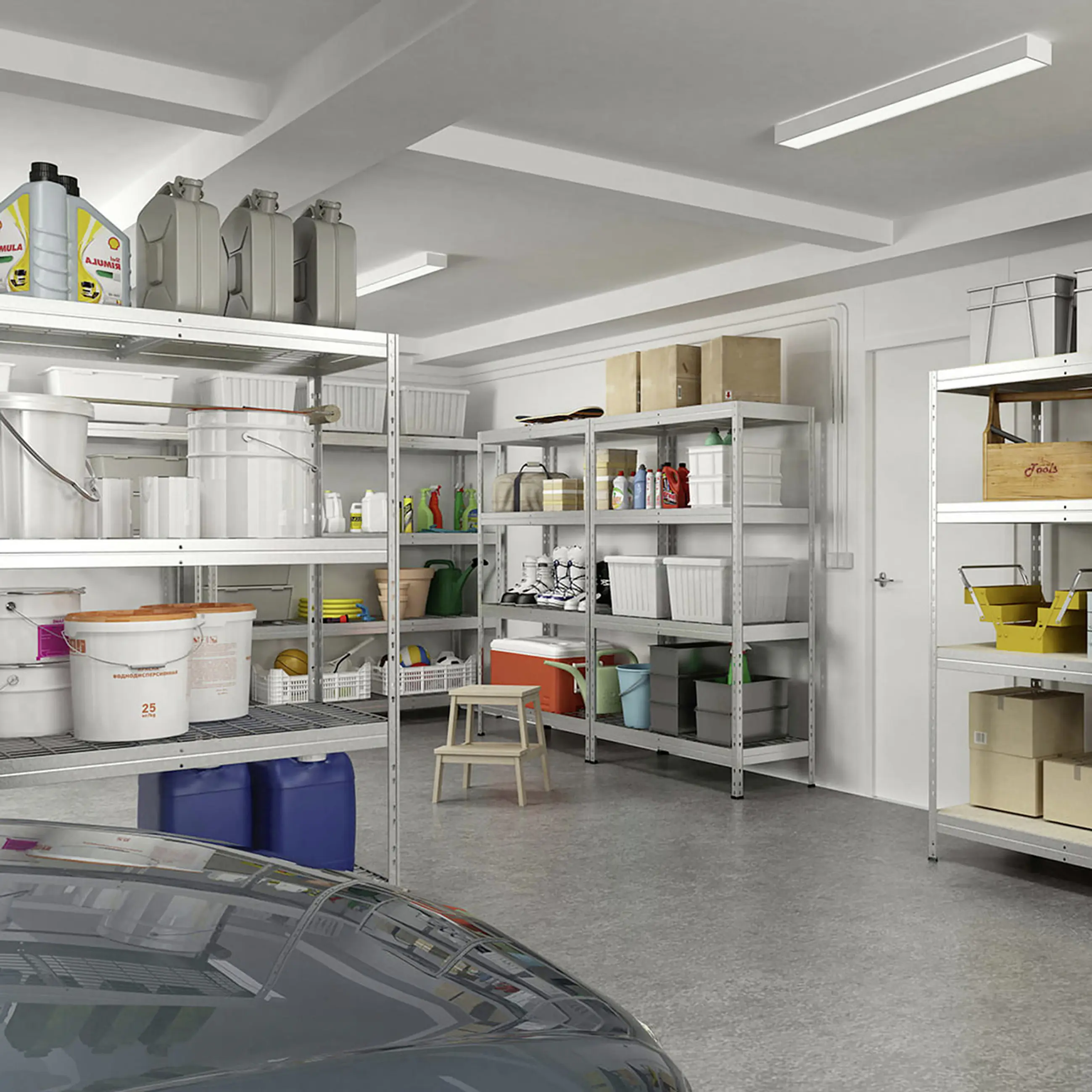 Ar Shelving Schwerlastregal Rivet Wire verzinkt 180 x 90 cm 5 Stahlgitterböden 1000 kg