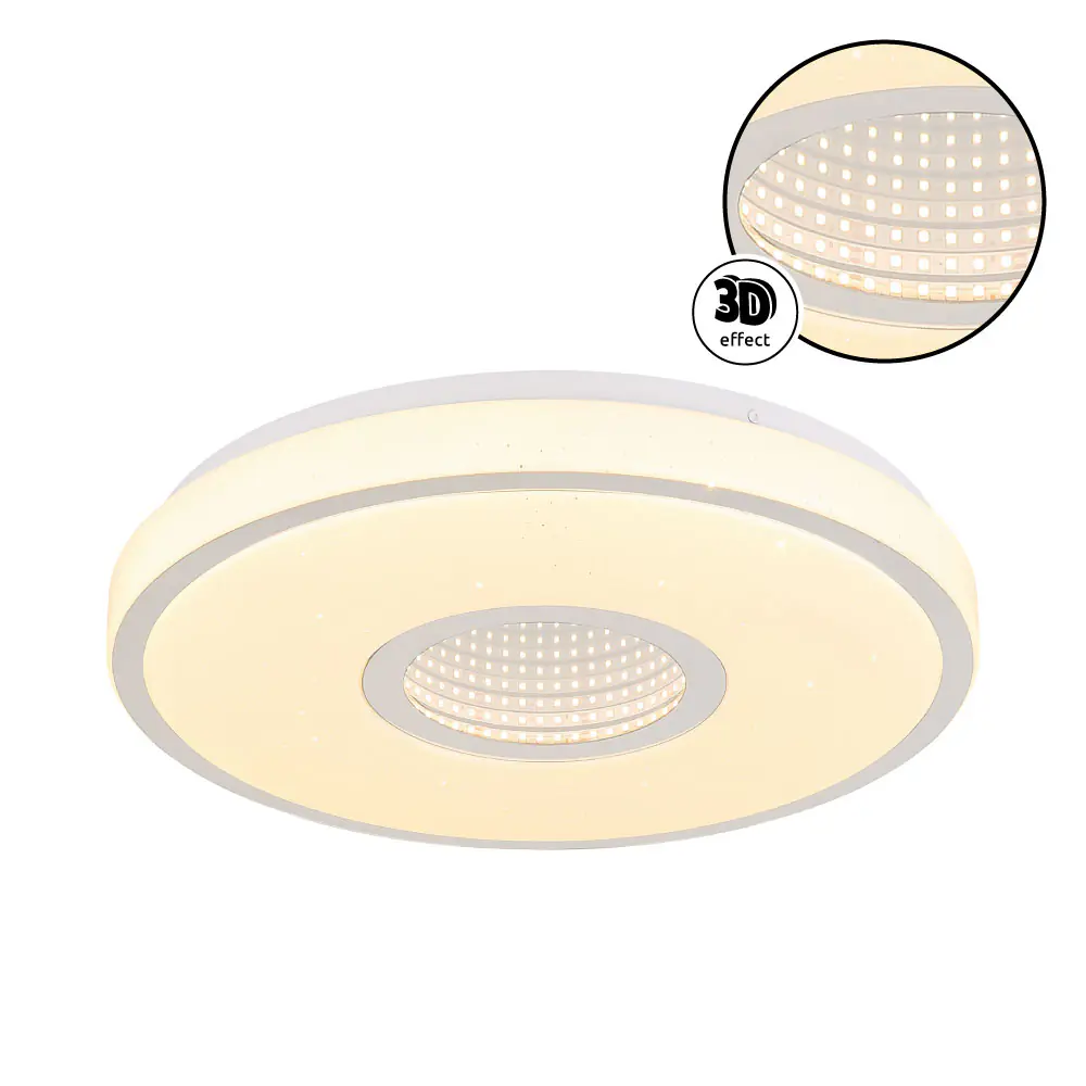 Globo LED-Deckenleuchte Astania 24 W warmweiß Ø 38 cm weiß Chromring
