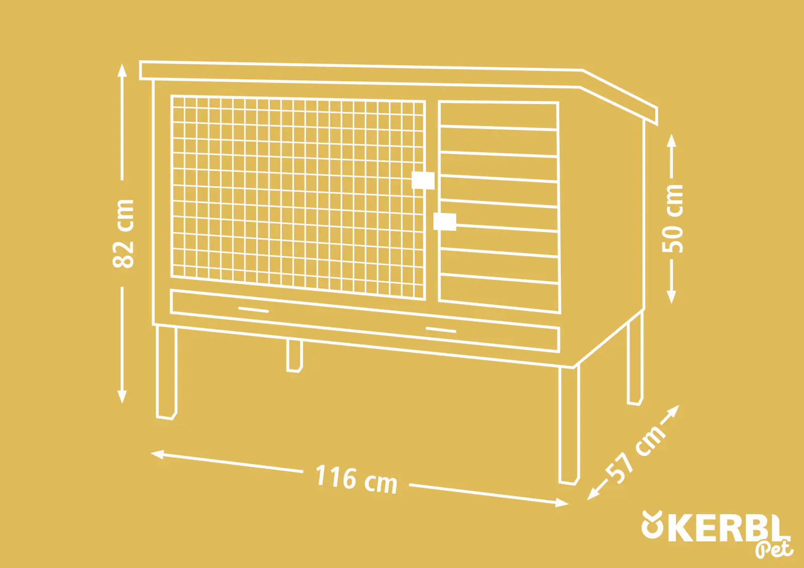 Kerbl ECO-Kunststoff-Kleintierstall Samy LxBxH: 116x57x82 cm
