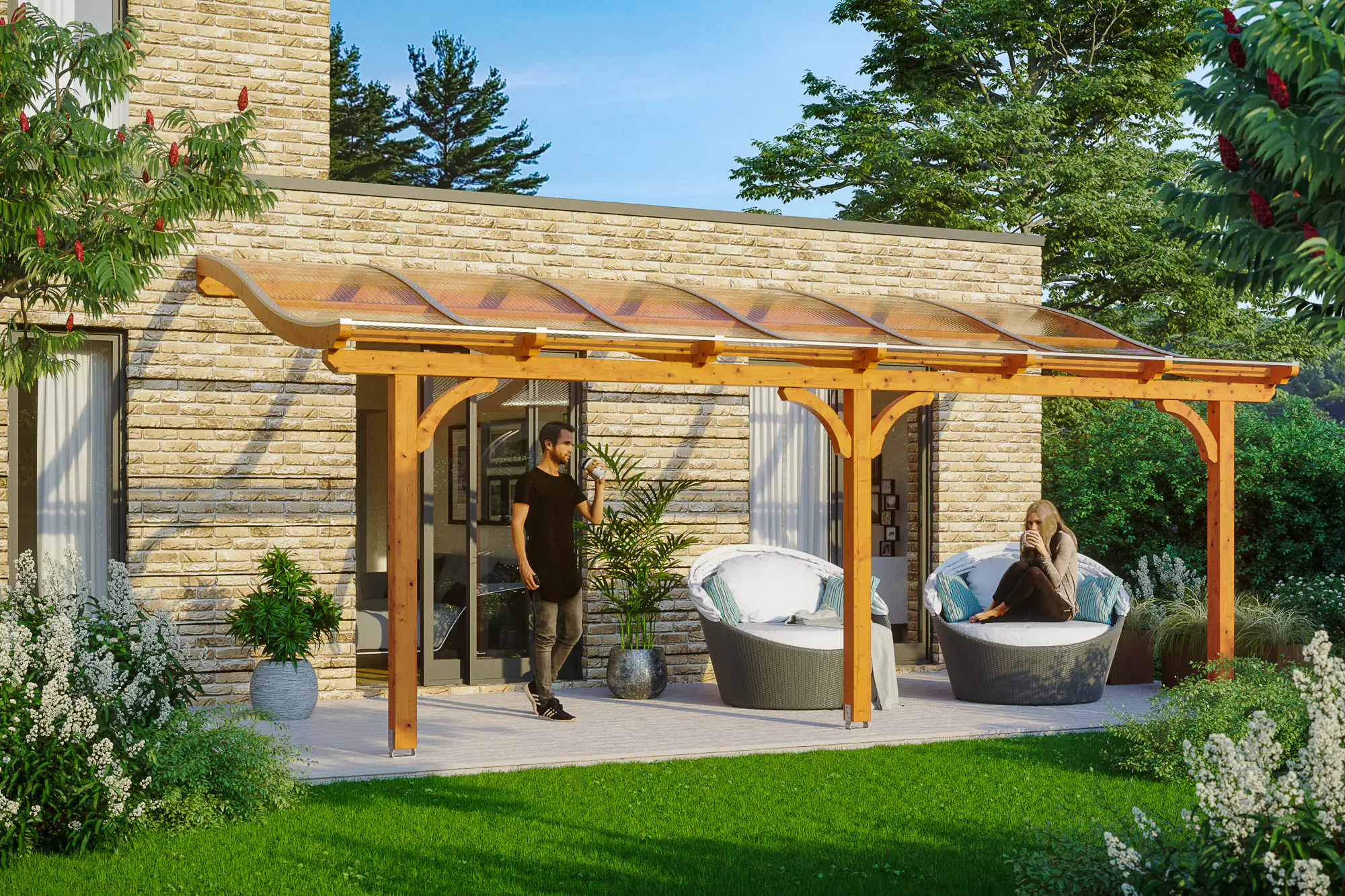 SKAN HOLZ Terrassenüberdachung Venezia 648 x 239 cm Leimholz