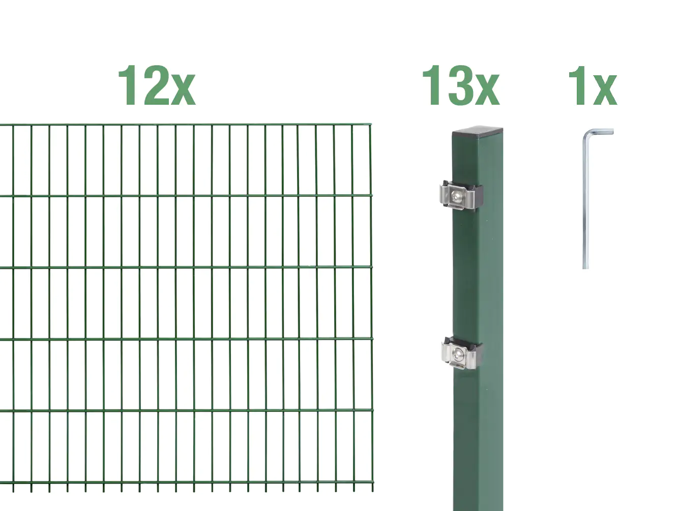Alberts Doppelstabmatten-Grundset 24 m 200 x 100 cm 6/5/6 grün