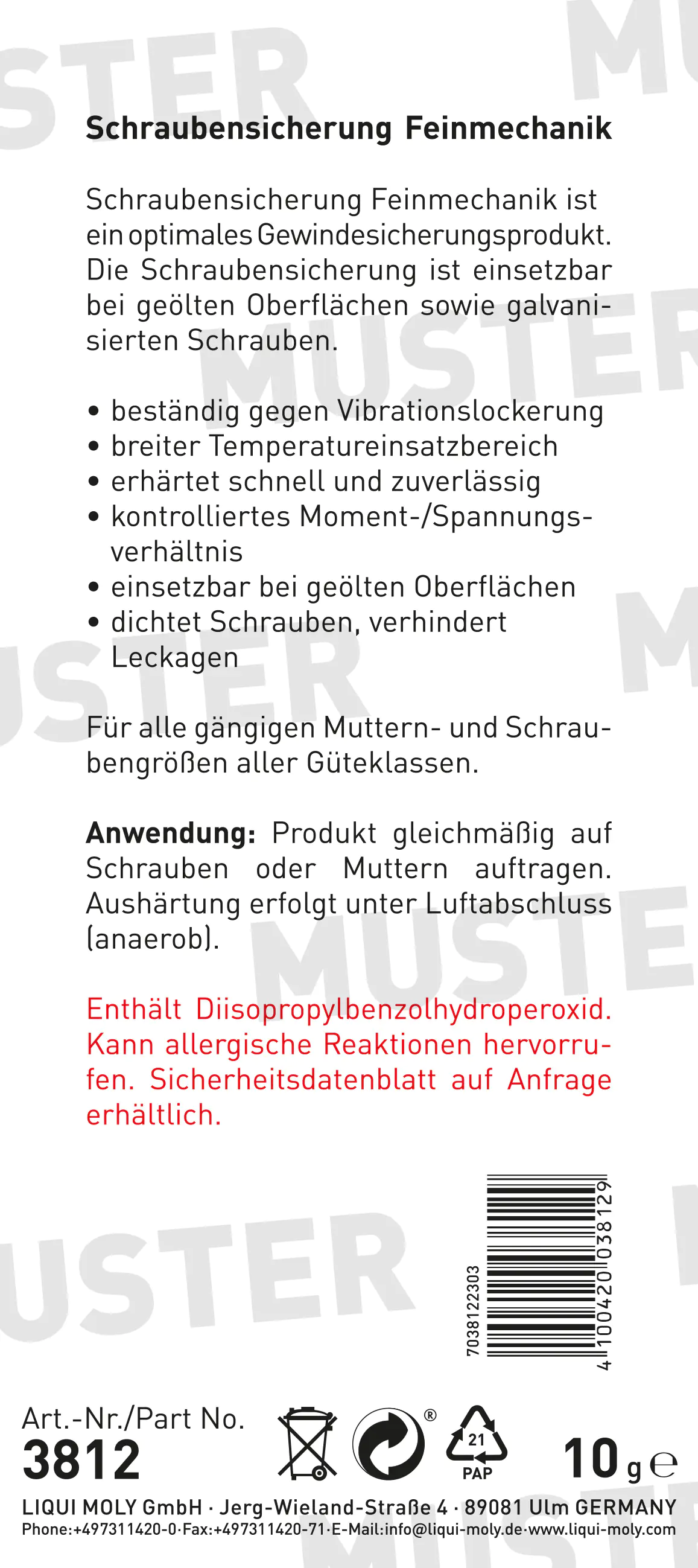 Liqui Moly Schrauben-Sicherung feinmechanik 10 g