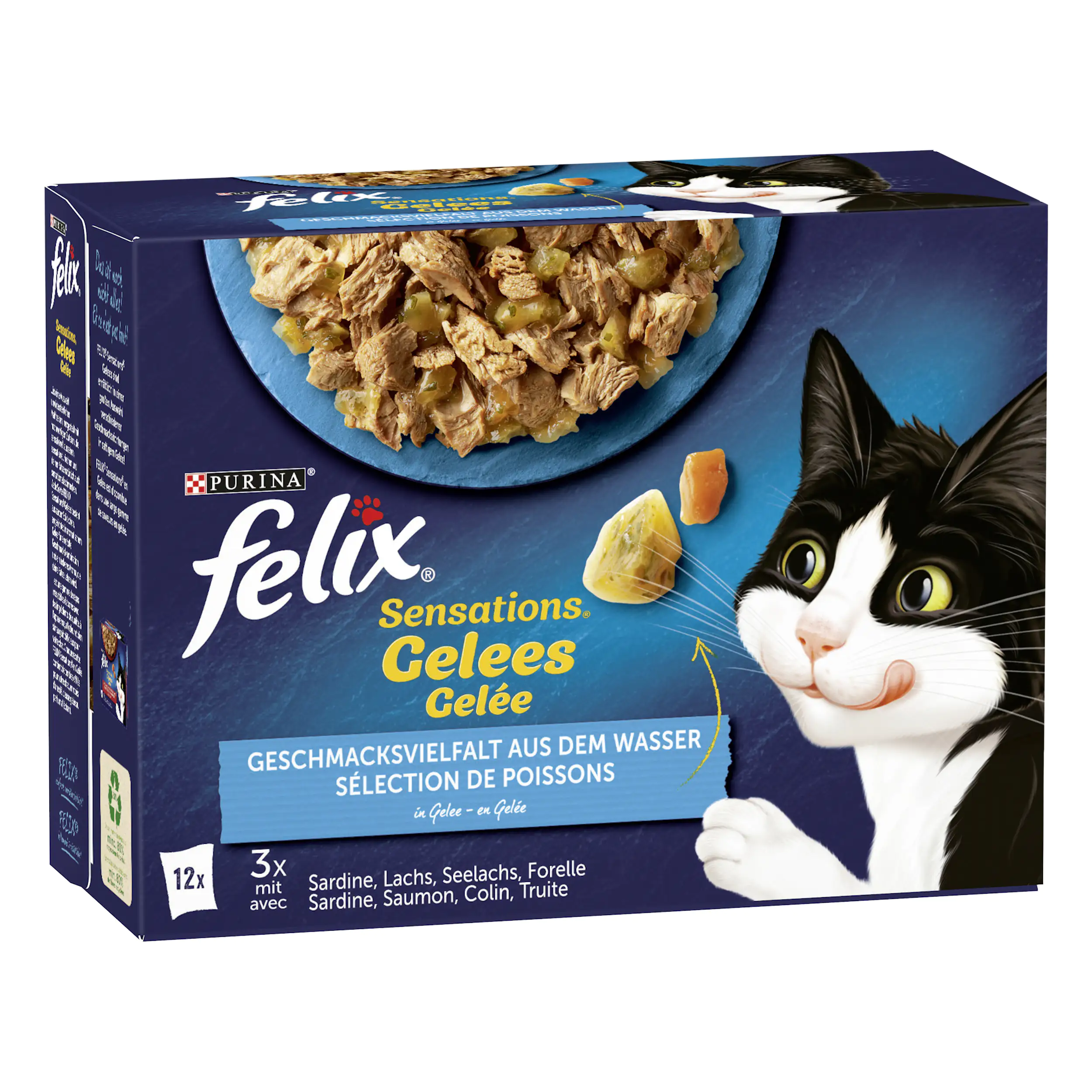 7613036893299_2773314 Felix Sensations Geschmacksvielfalt vom Wasser Katzenfutter 12 x 85g