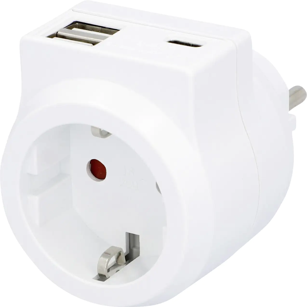 EVB Steckdosenadapter Zwischenstecker, USB A + C, weiß