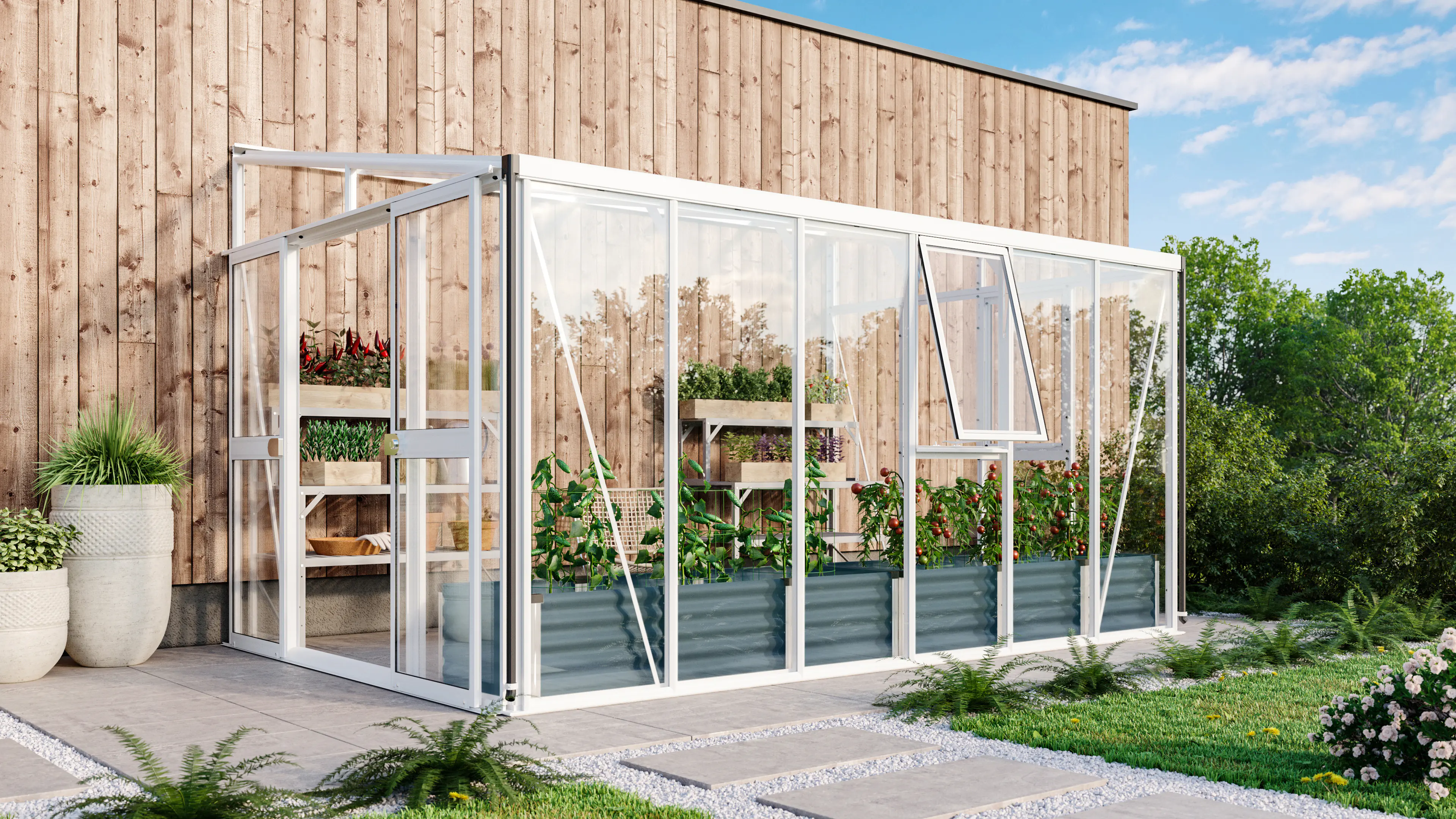 Vitavia Anlehngewächshaus Helena 10200 268 x 407 cm 3 mm Sicherheitsglas Vitavia Anlehngewächshaus Helena 10200 268 x 407 cm 3 mm Sicherheitsglas