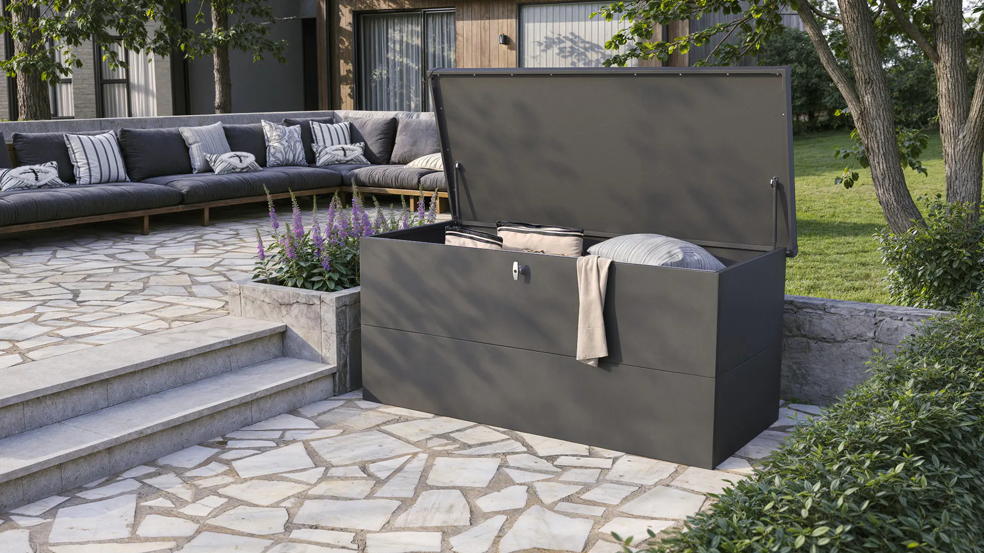 Telluria Auflagenbox Nevio 180 granitgrau 185 x 85 cm