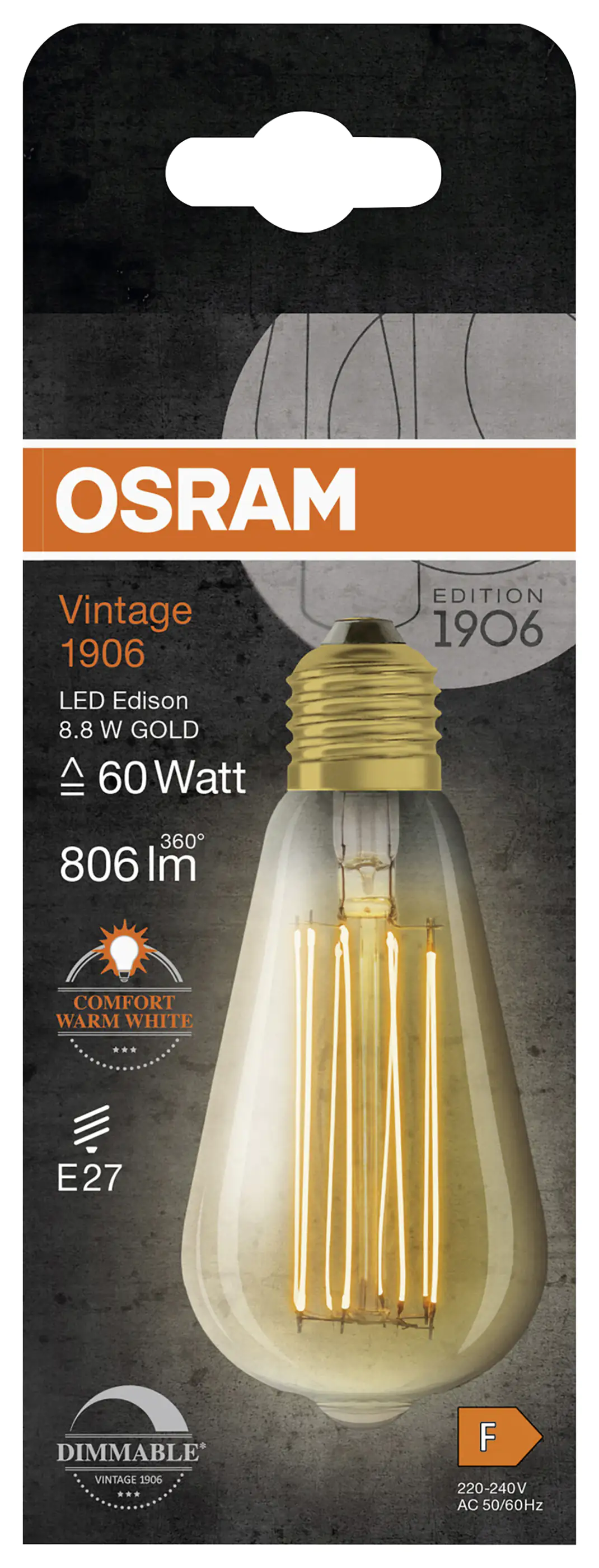 Osram LED Leuchtmittel Edison E27 8,8 W warmweiß amber