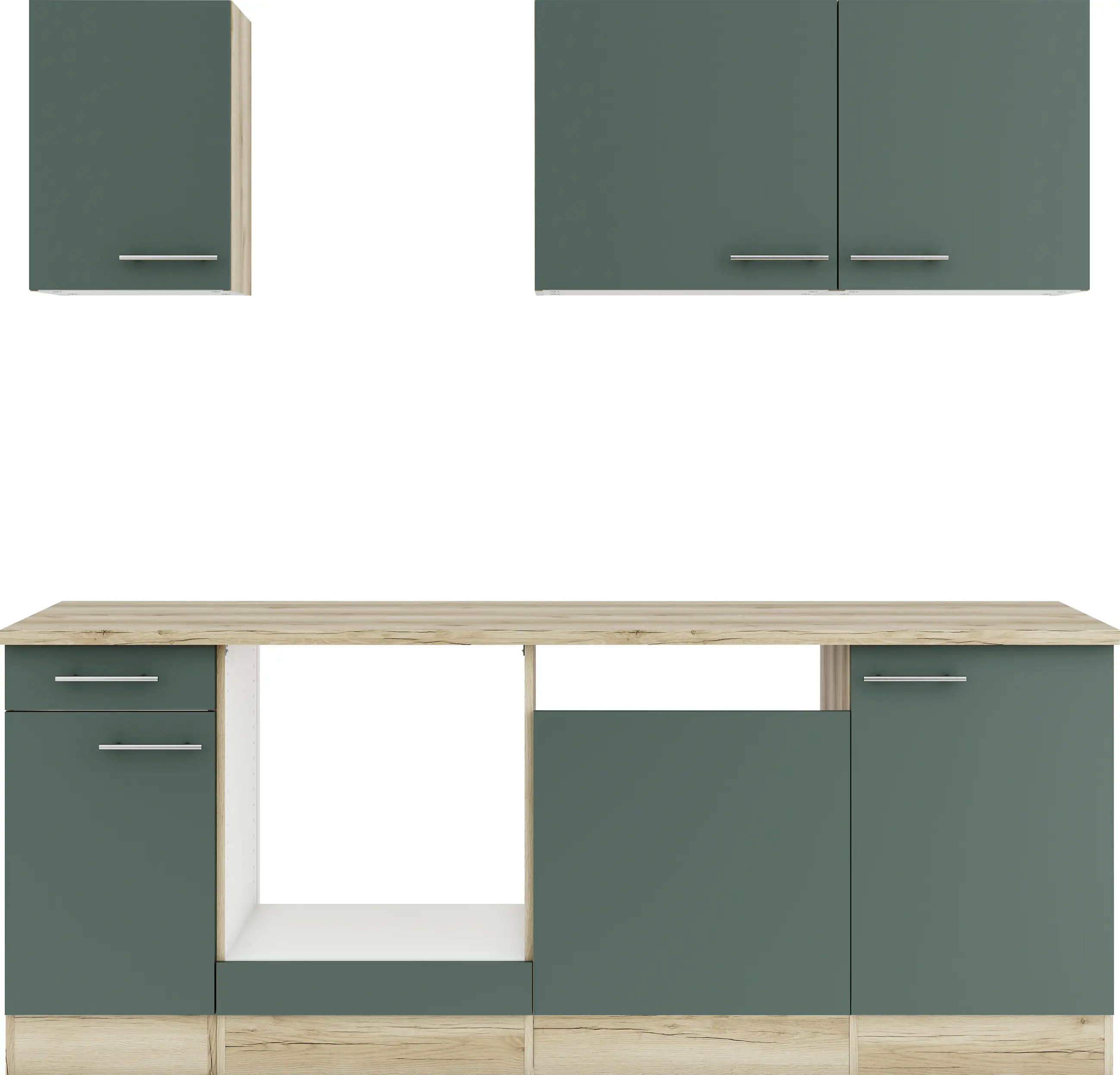 Optifit Küchenzeile Savona 405 ohne Geräte steingrün 210 cm 