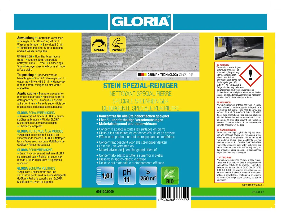 Gloria Spezial-Reiniger für Naturstein, Beton und Kunststein 1 L
