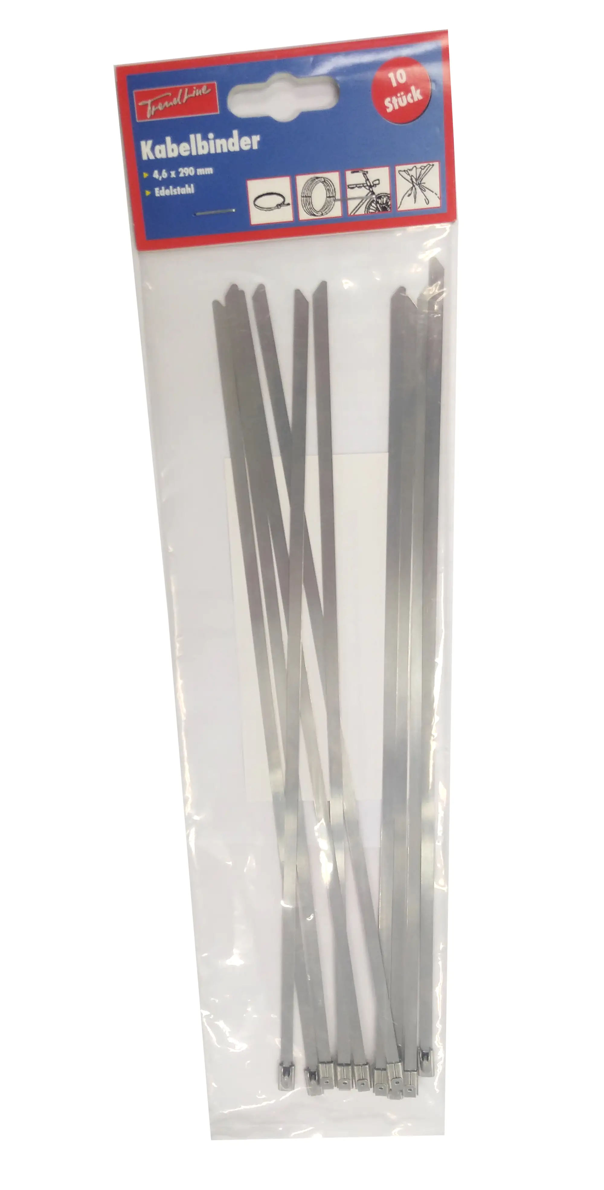 4333692053846 TrendLine Kabelbinder 4,6 x 290 mm, 10 Stück, Edelstahl