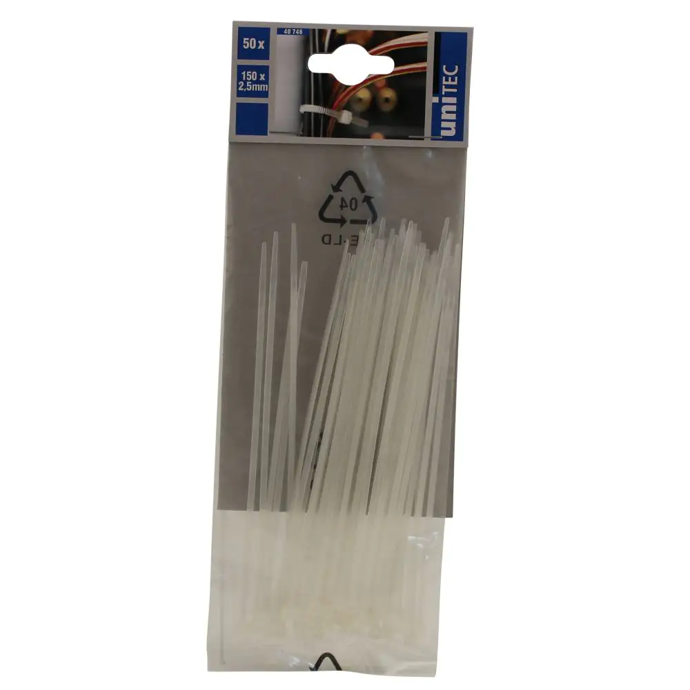 Kabelbinder 2,5 x 150 mm, 50 Stück, transparent