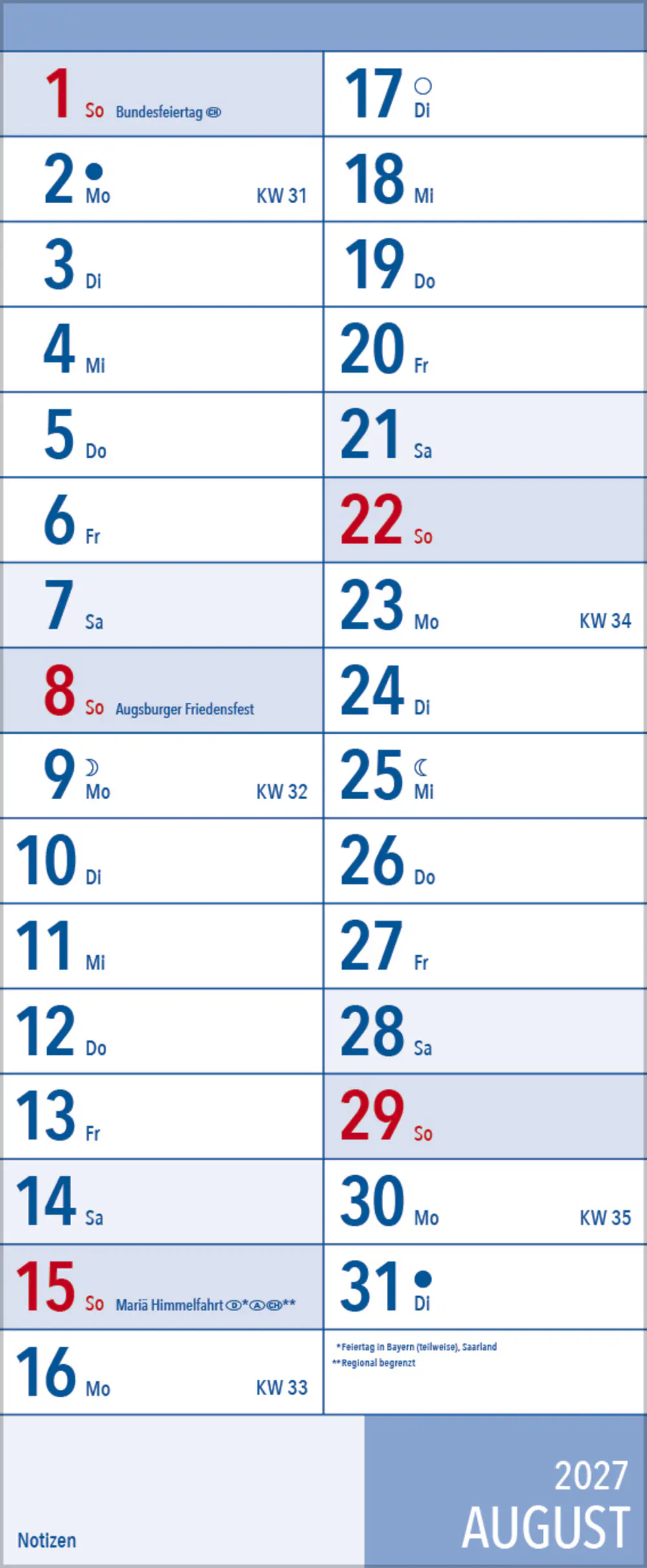 Korsch Kalender XL-Planer Großdruck 2027 