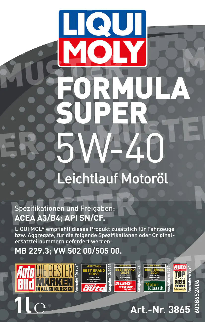 Liqui Moly Motoröl Formula Super 5W-40LL 1 L Liqui Moly Motoröl Formula Super 5W-40LL 1 L