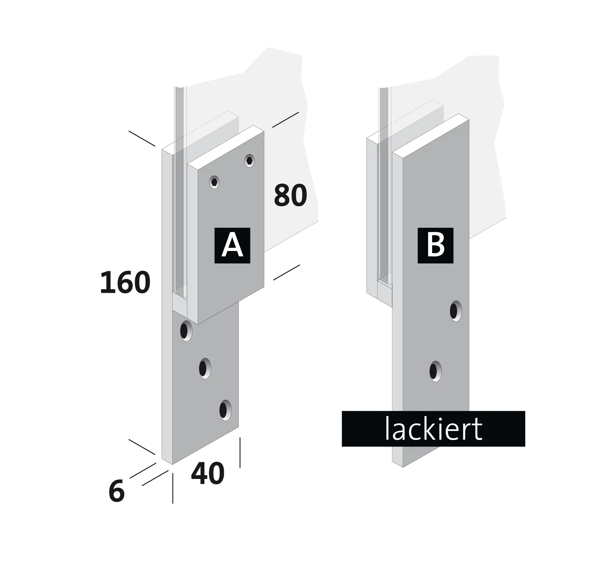 4250189089945_03 Thekenhalter für 6 mm ESG-Glas lichtgrau lackiert