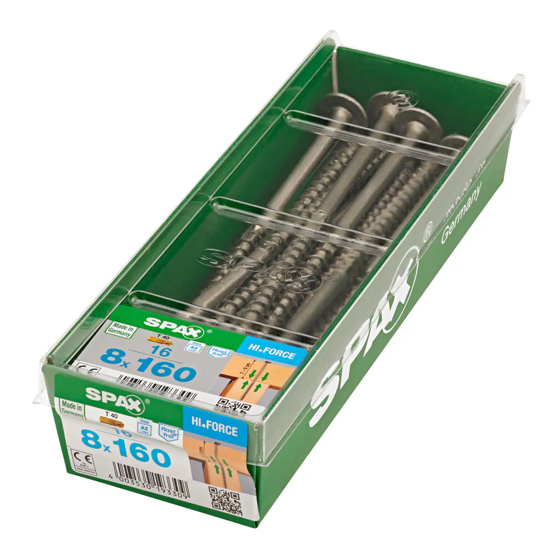 Spax Tellerkopfschrauben 8.0 x 160 mm TX 40 - 16 Stück Edelstahl
